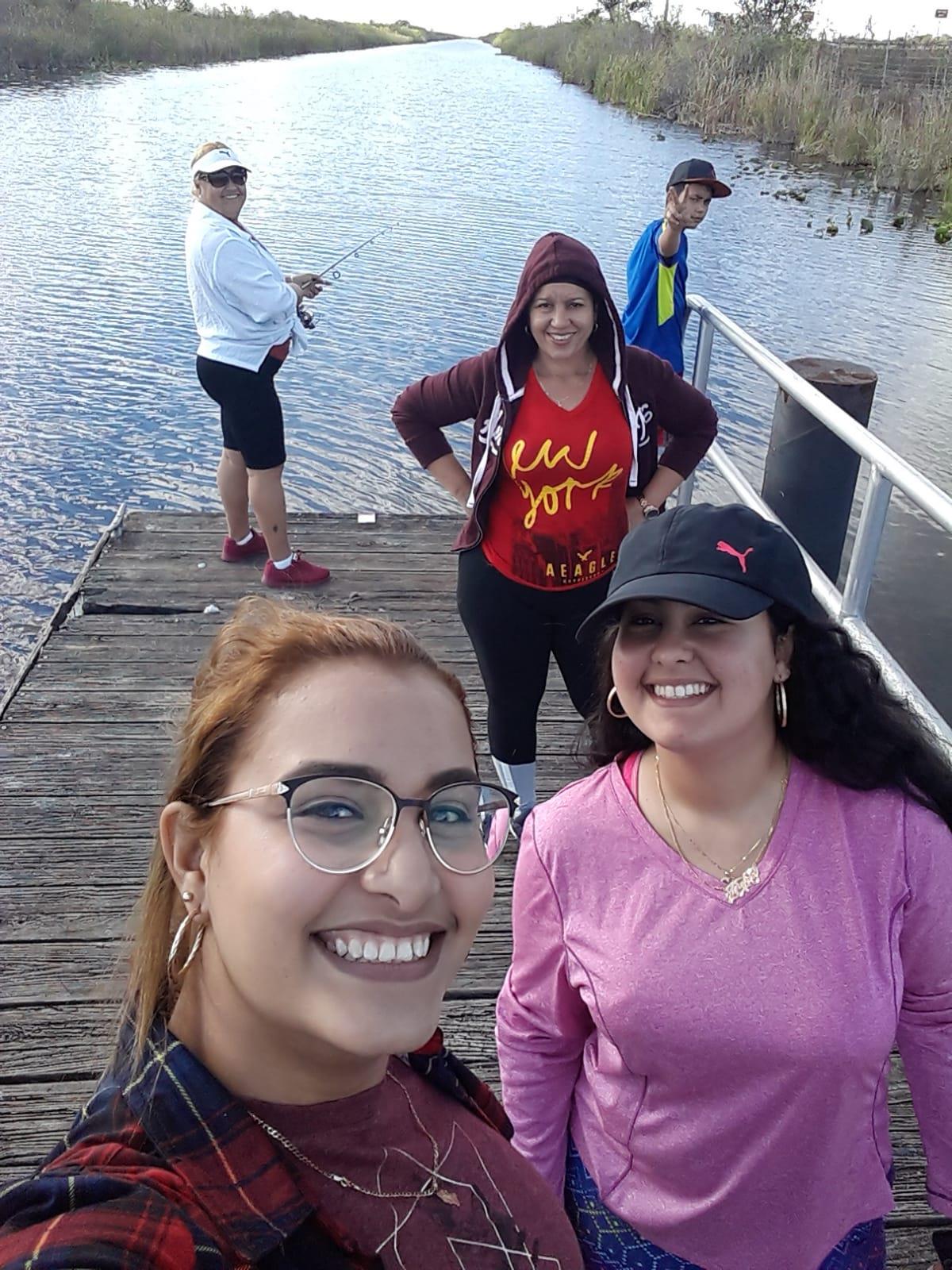A group of people on a dock