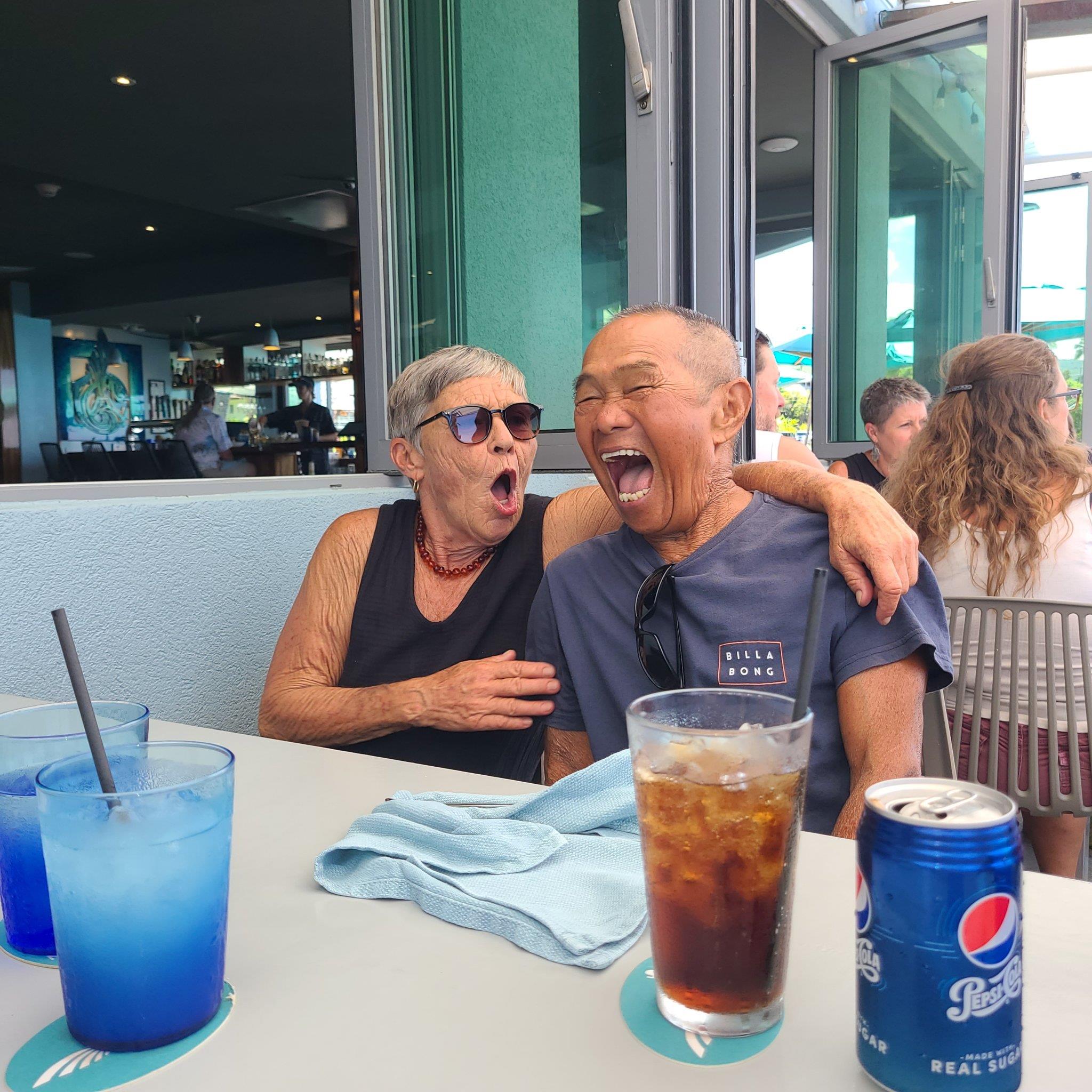 Two people sitting at a table