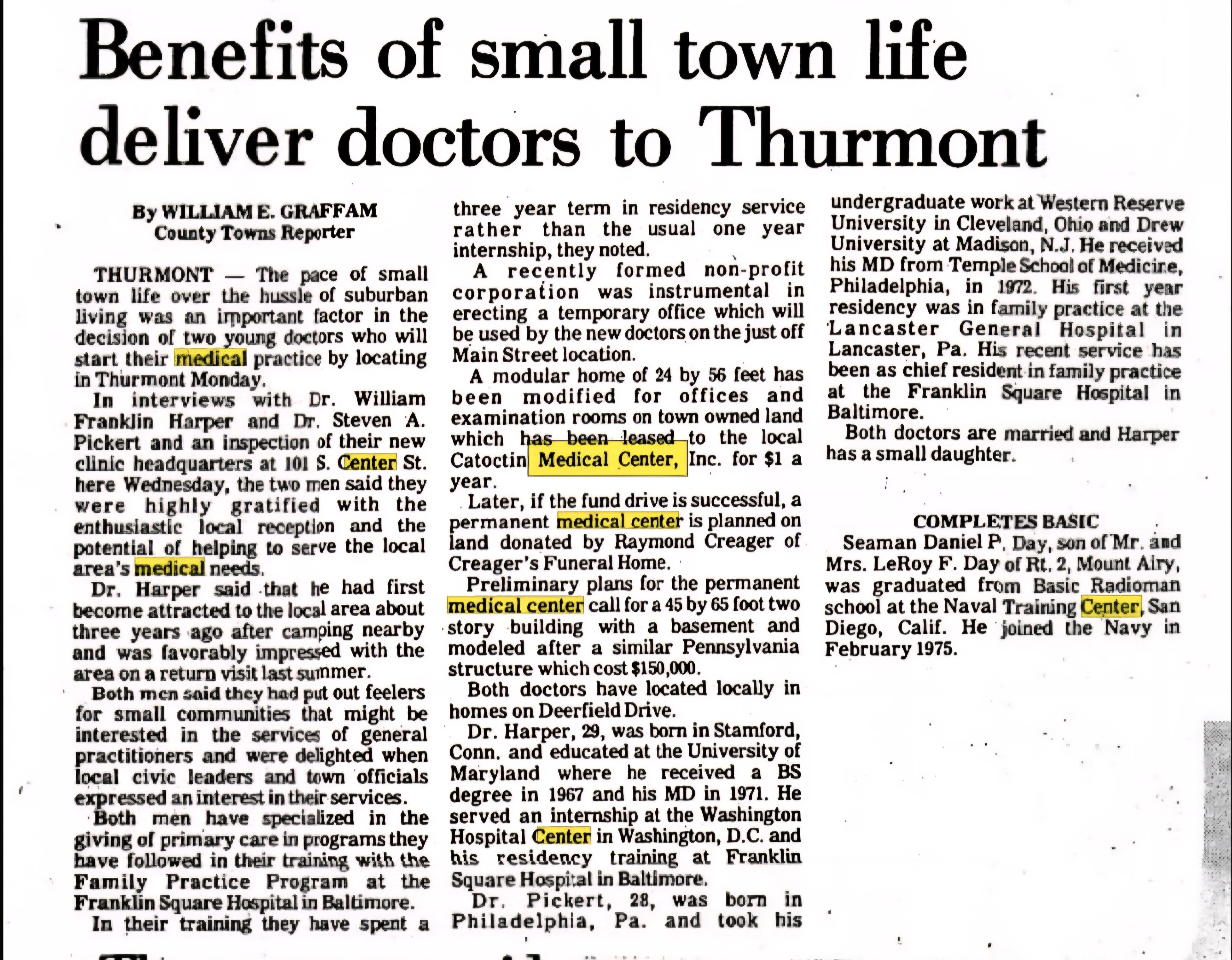 A newspaper article with yellow text