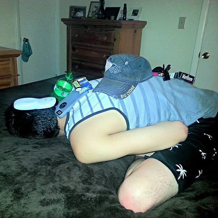 A person sleeping on a bed