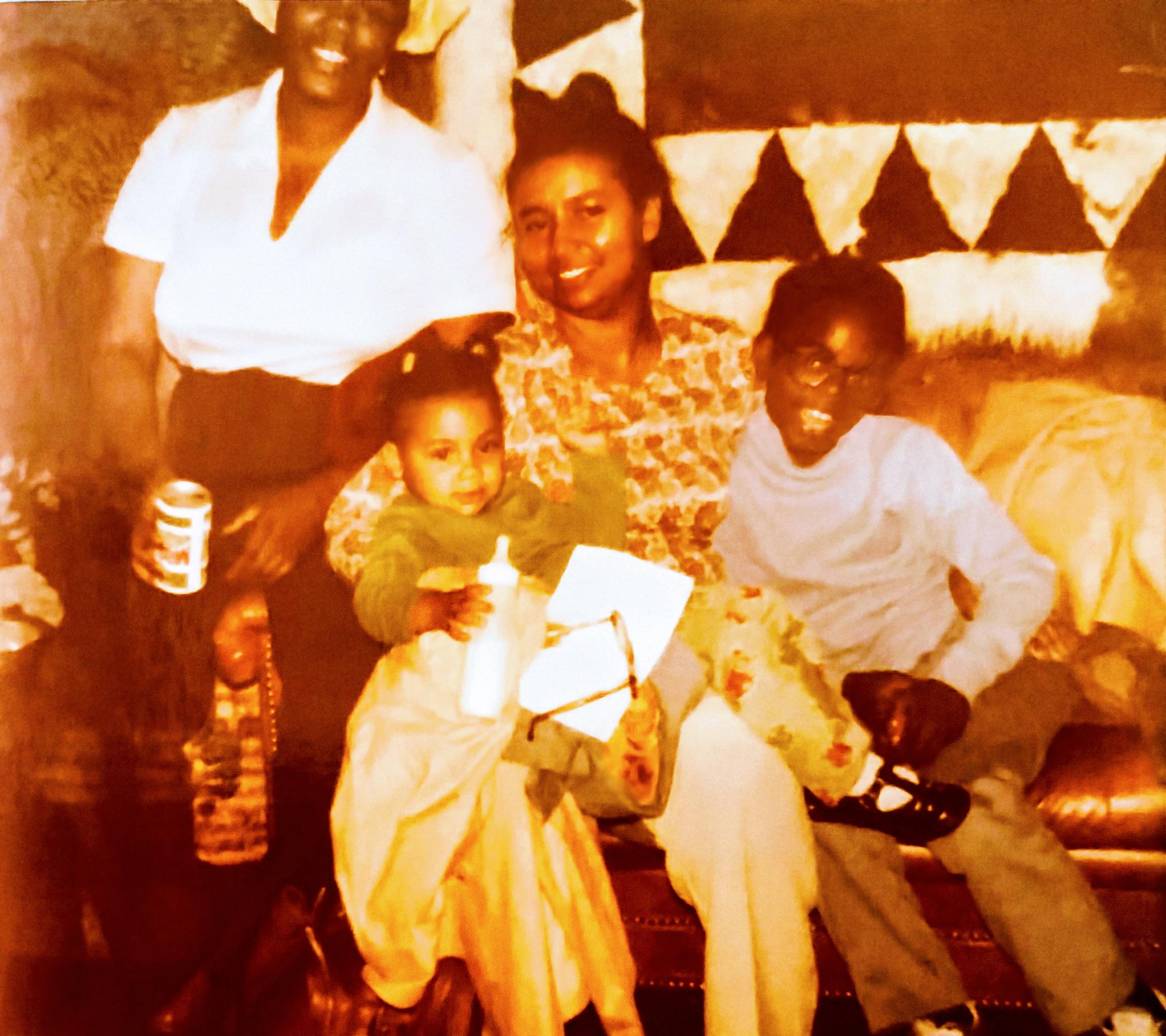 A group of people sitting on a couch