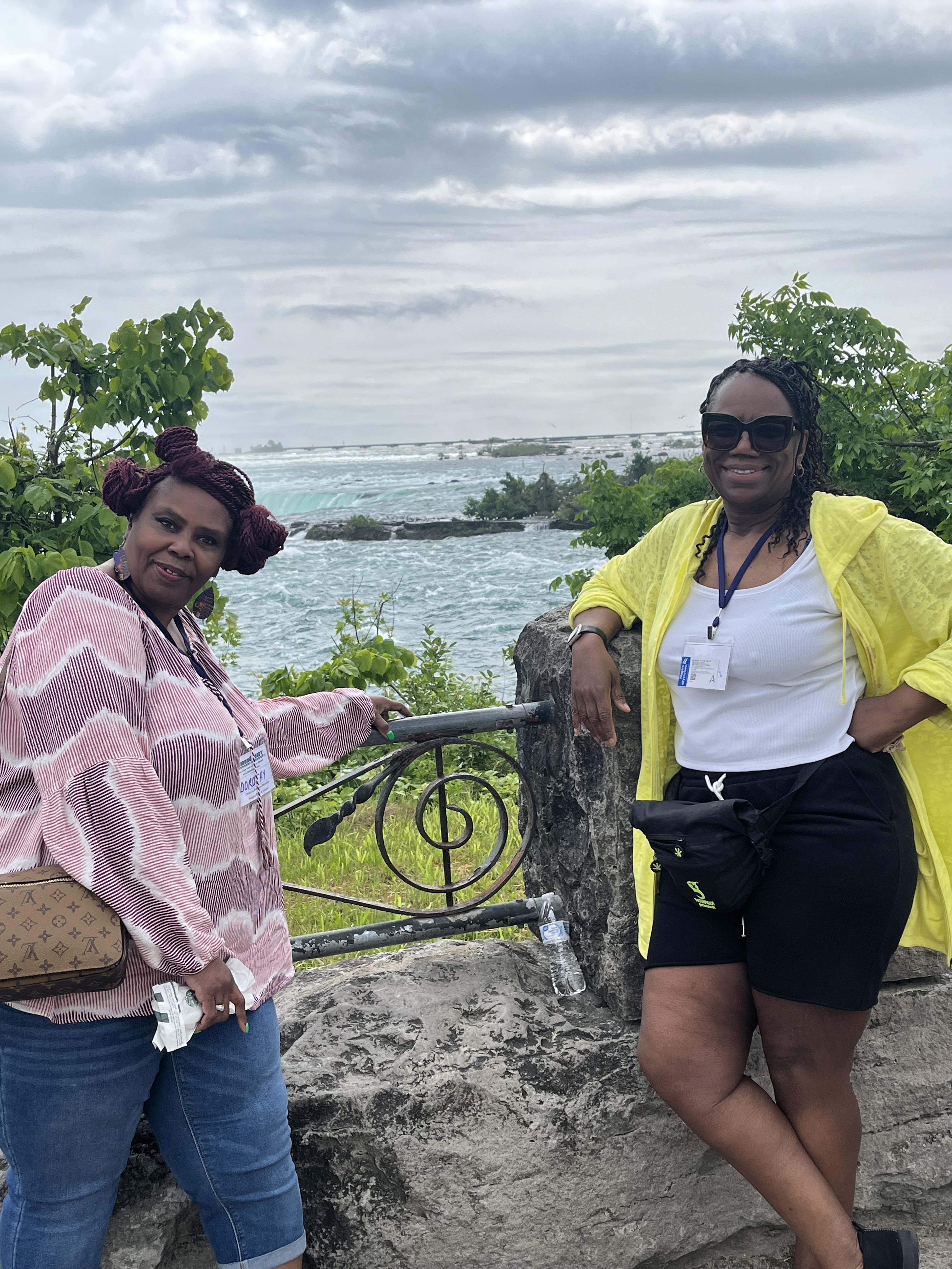 Two women posing for a picture