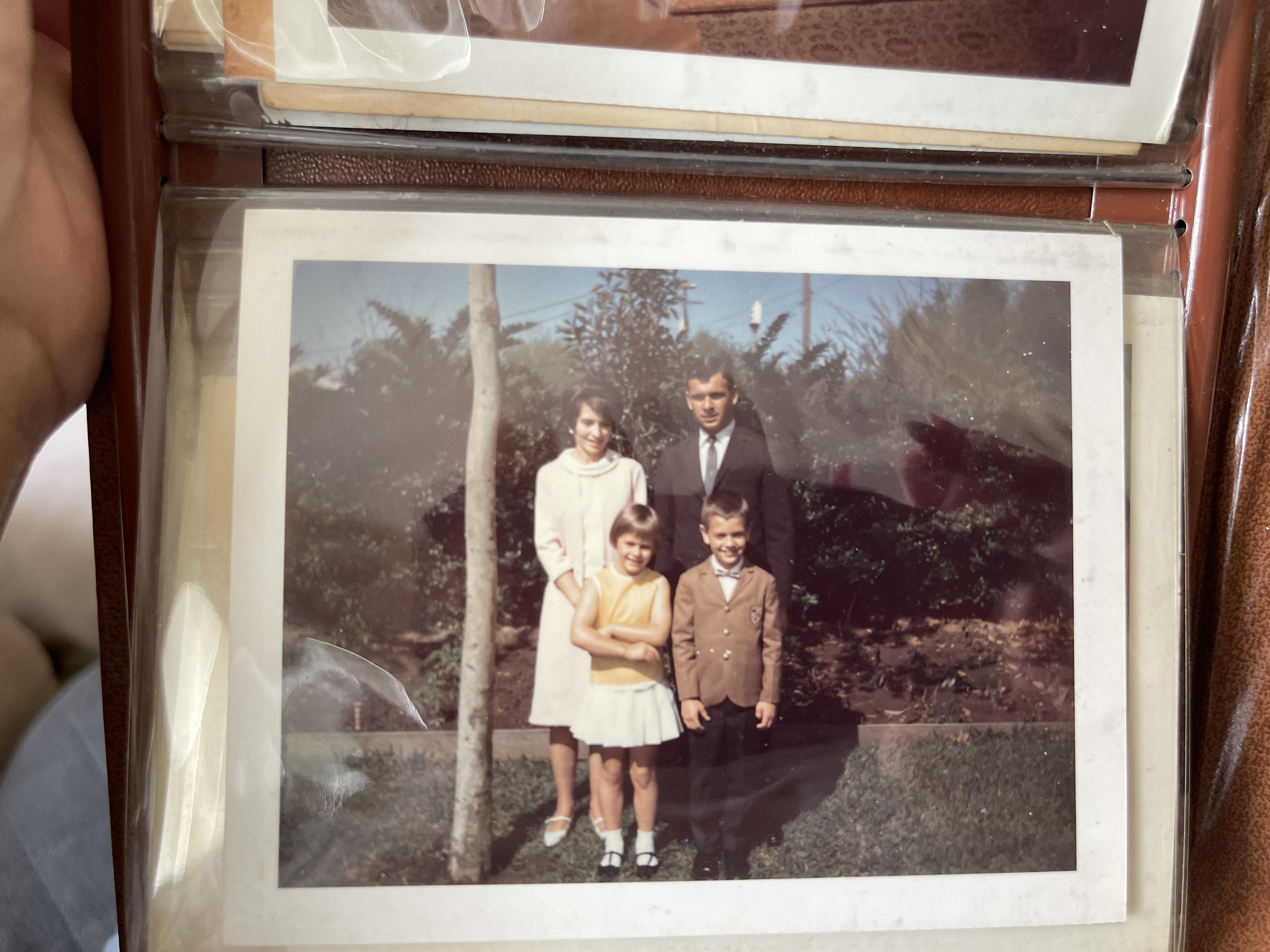 A family photo in a window