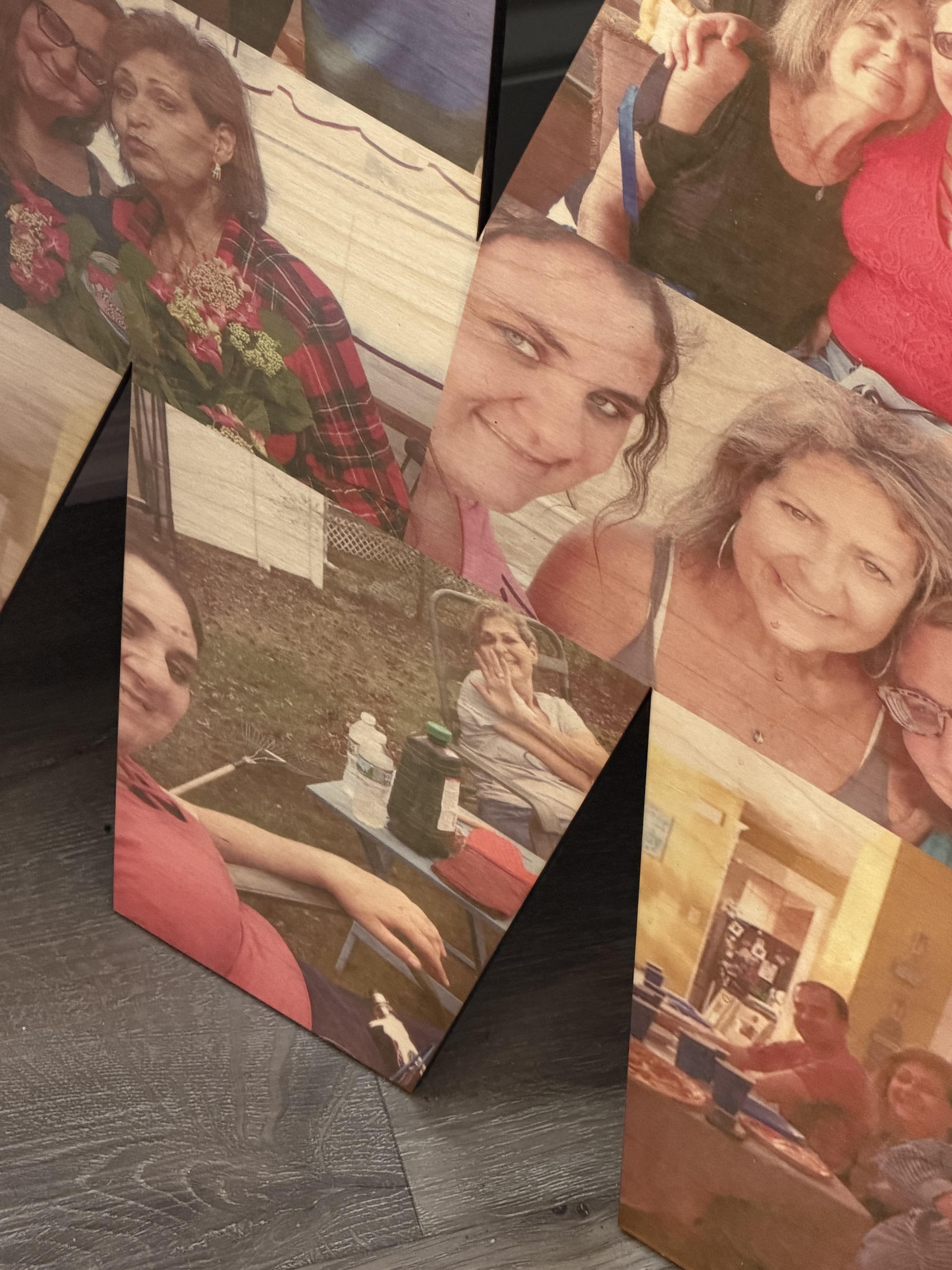 A group of women's photos on a table