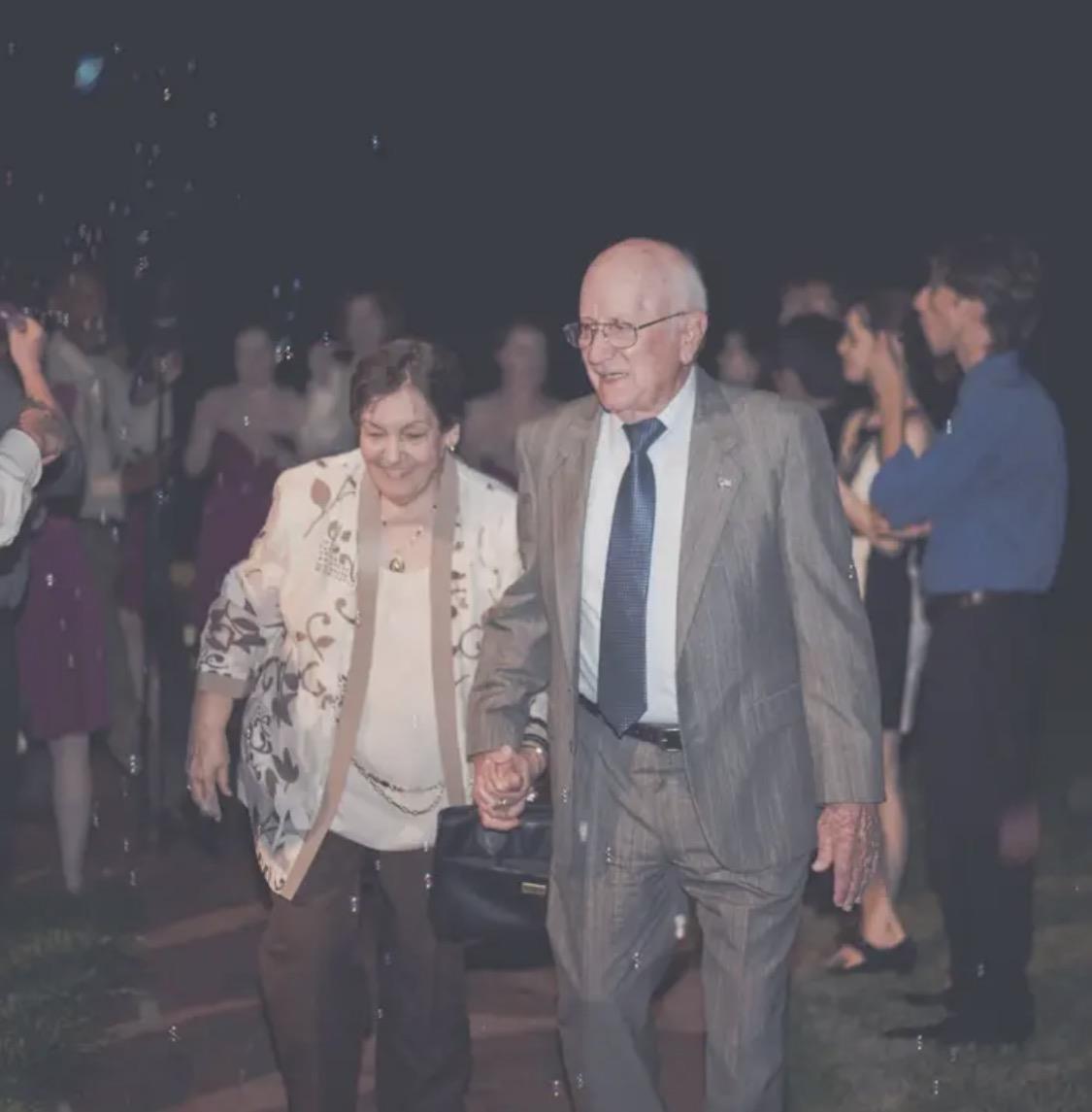 A man and woman walking together