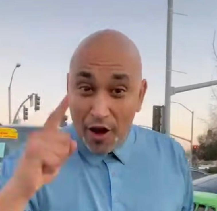 A man pointing his finger