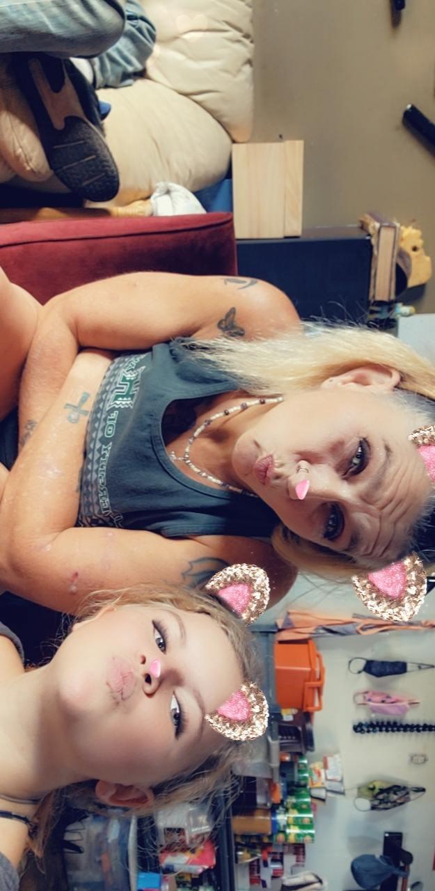 A selfie of two women
