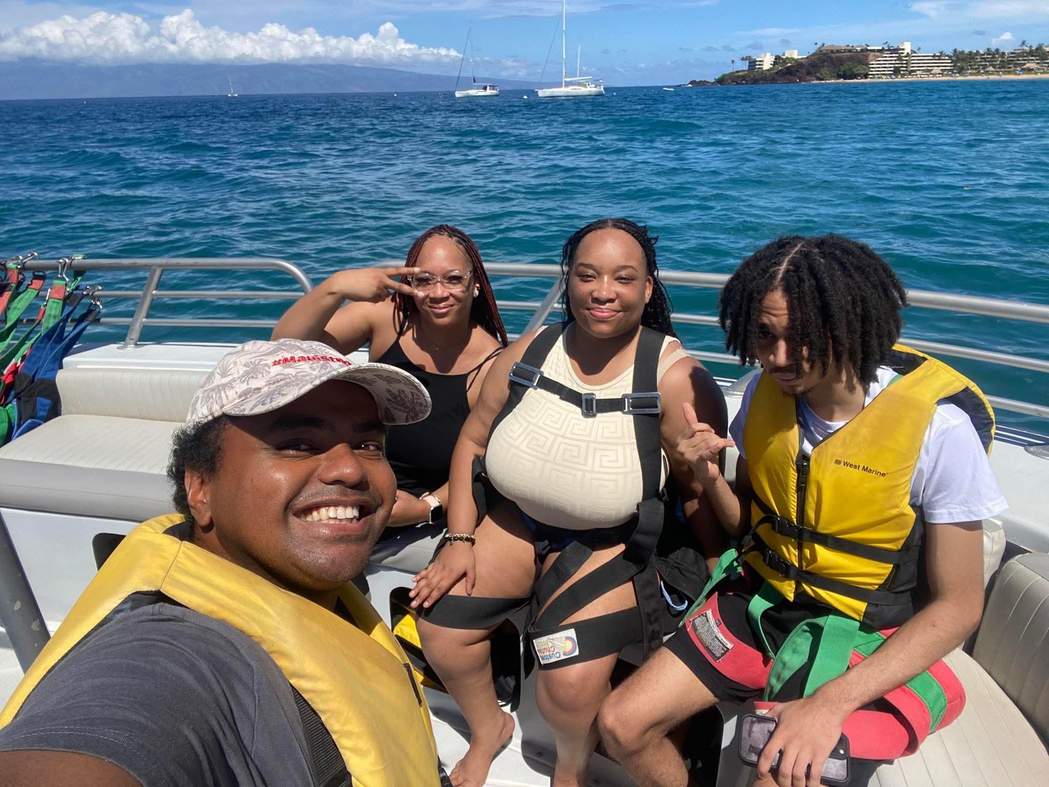 A group of people on a boat