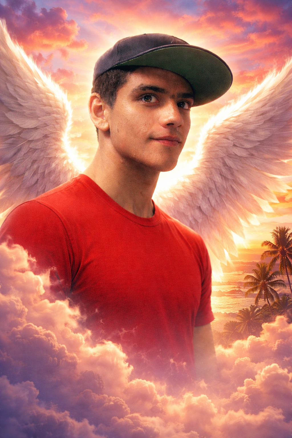 A man with wings and a hat