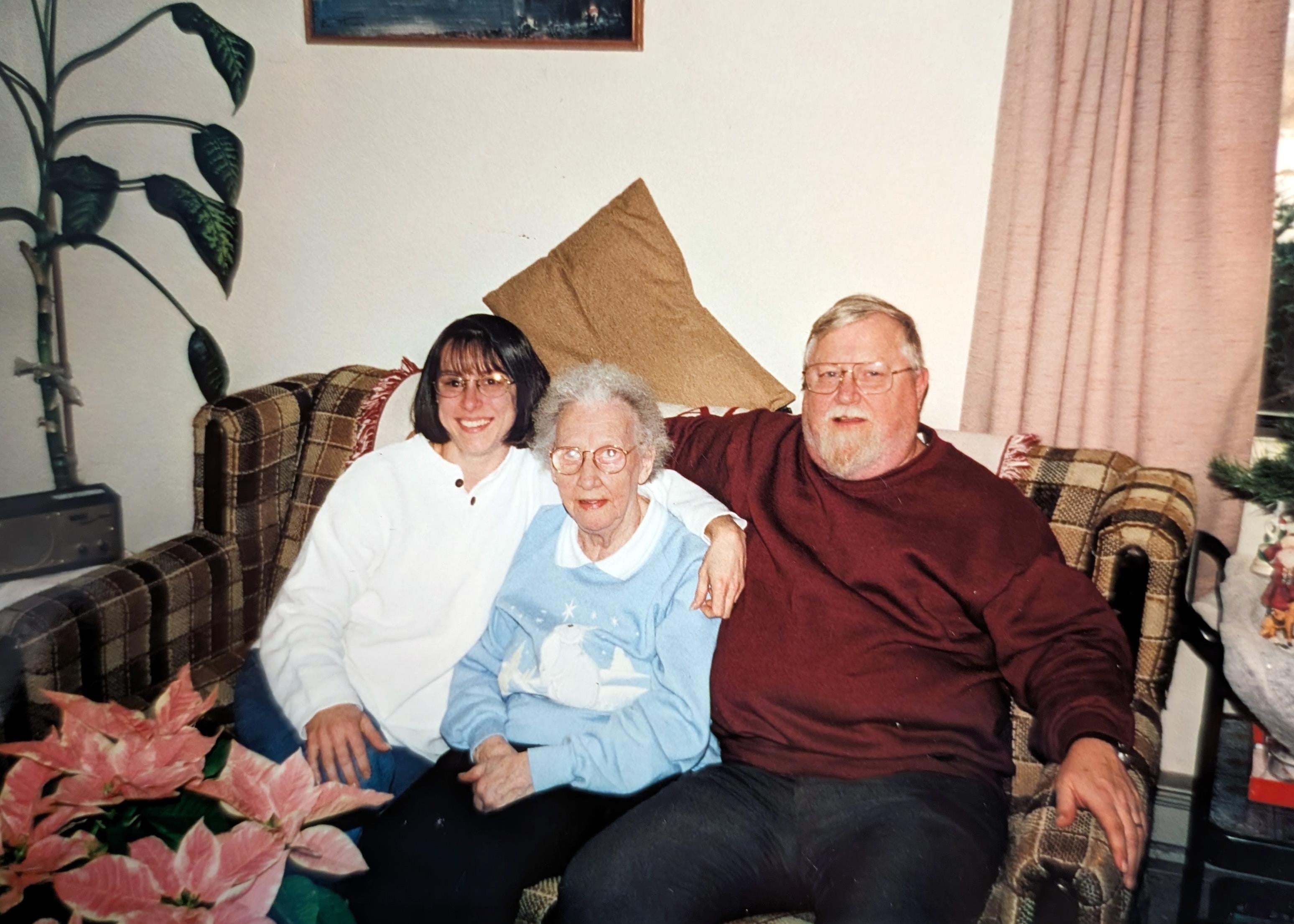 A group of people sitting on a couch