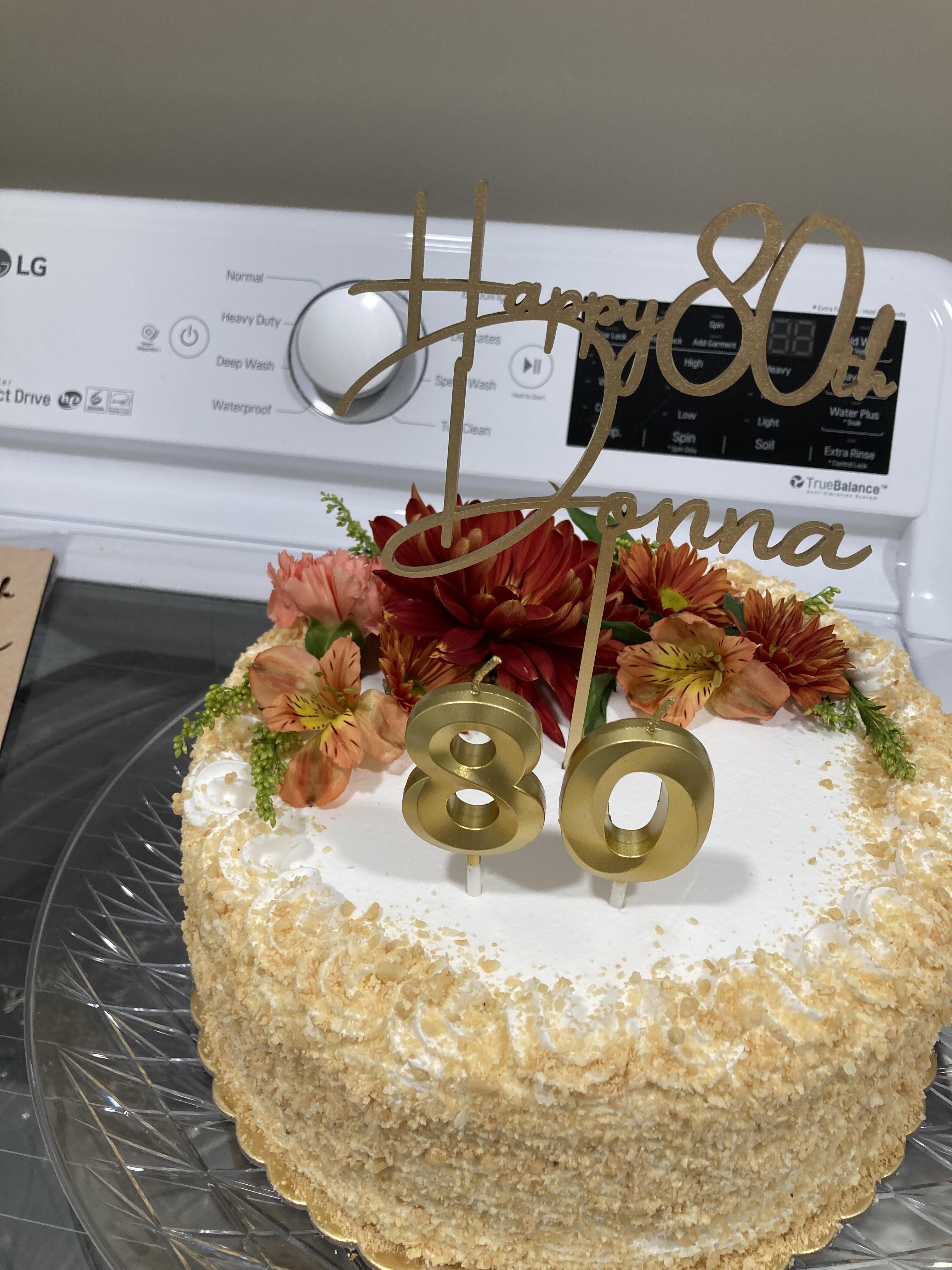 A cake with flowers on top