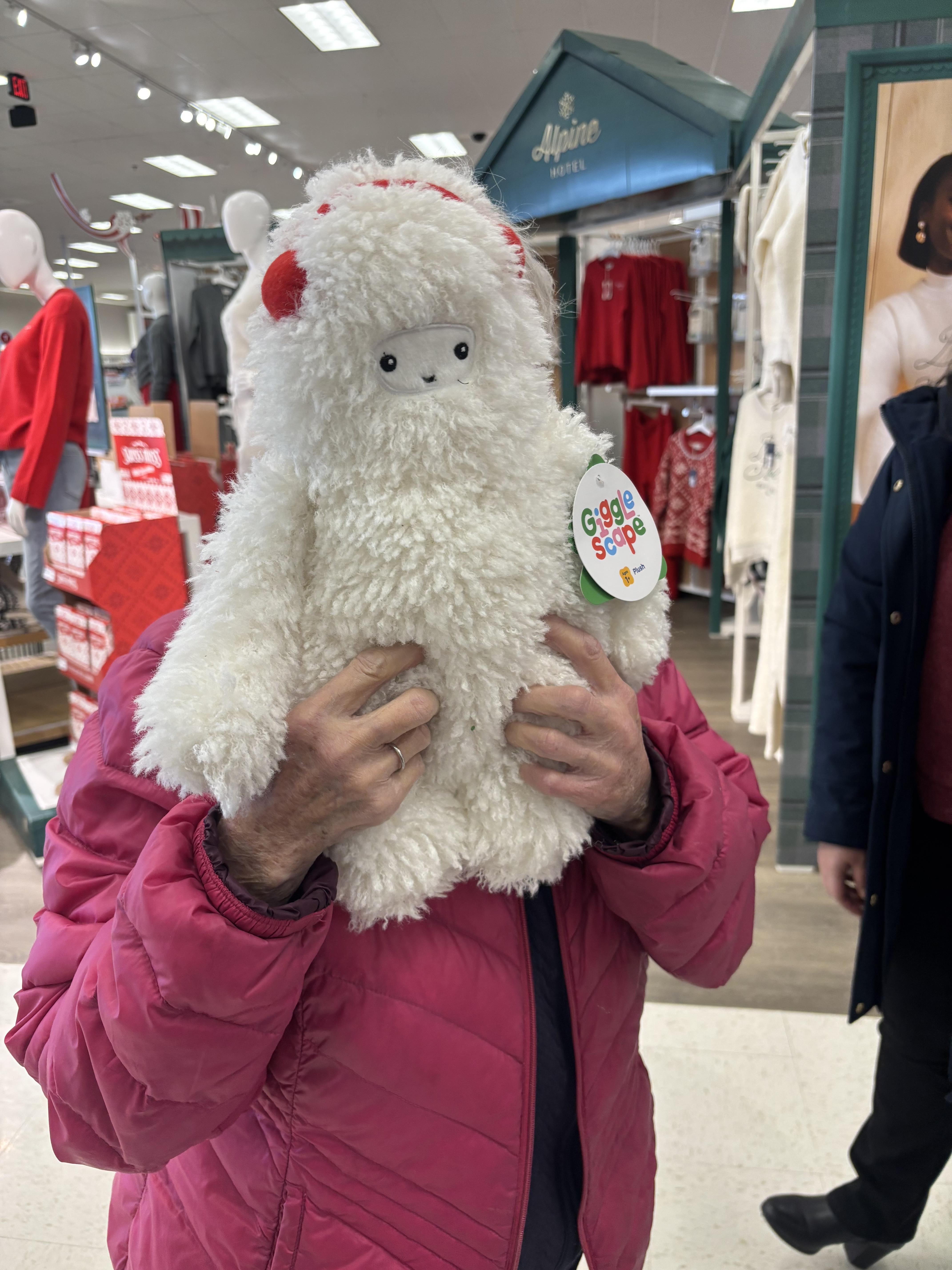 A person holding a stuffed animal