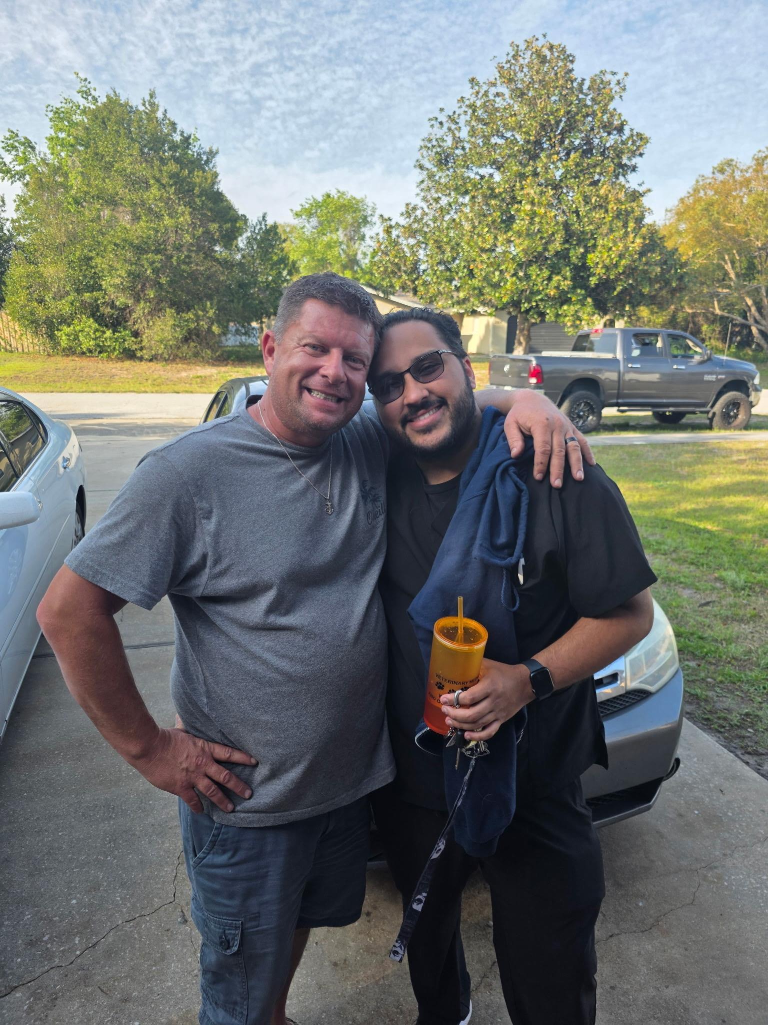 Two men posing for a picture