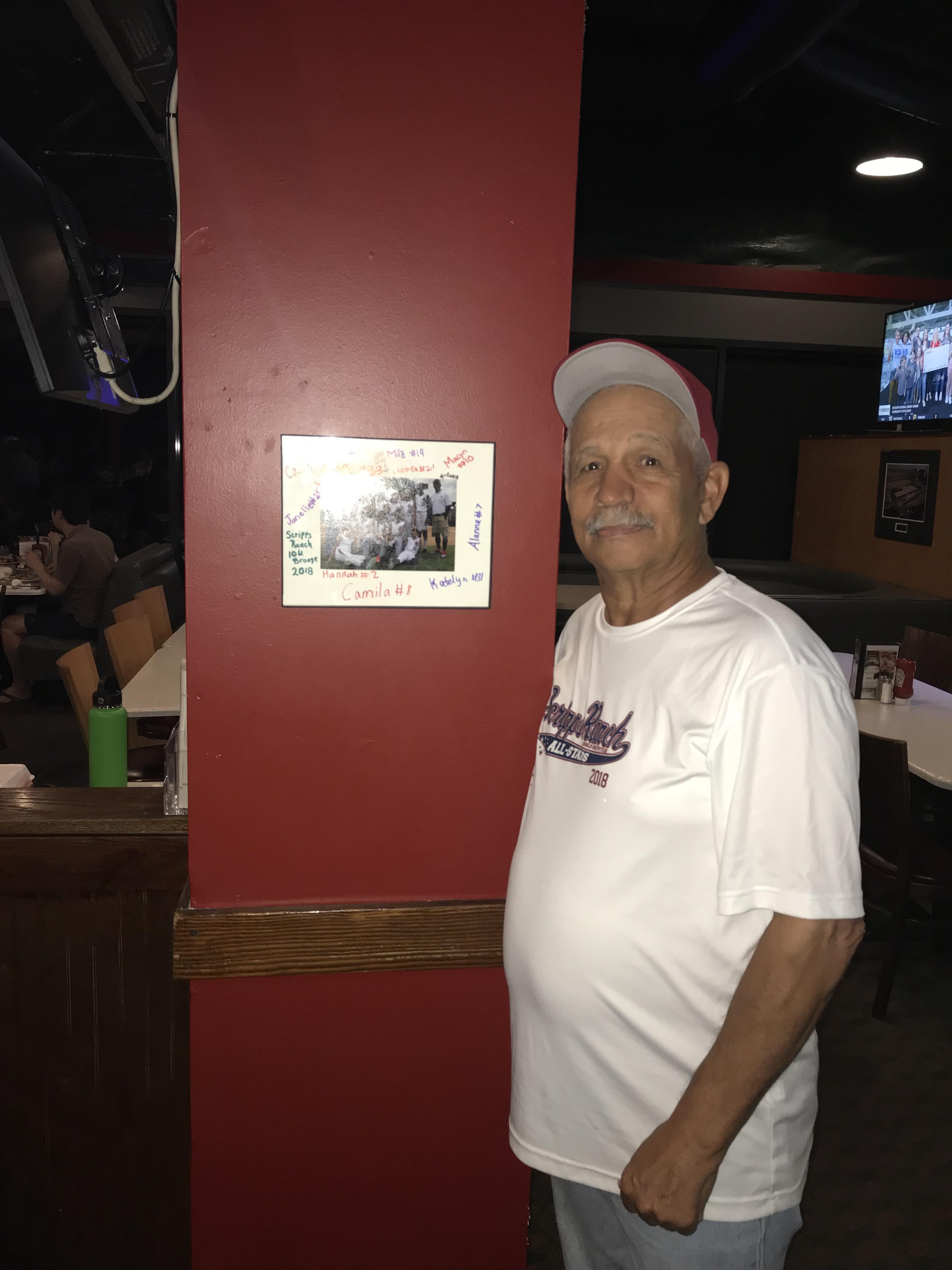A man standing next to a wall