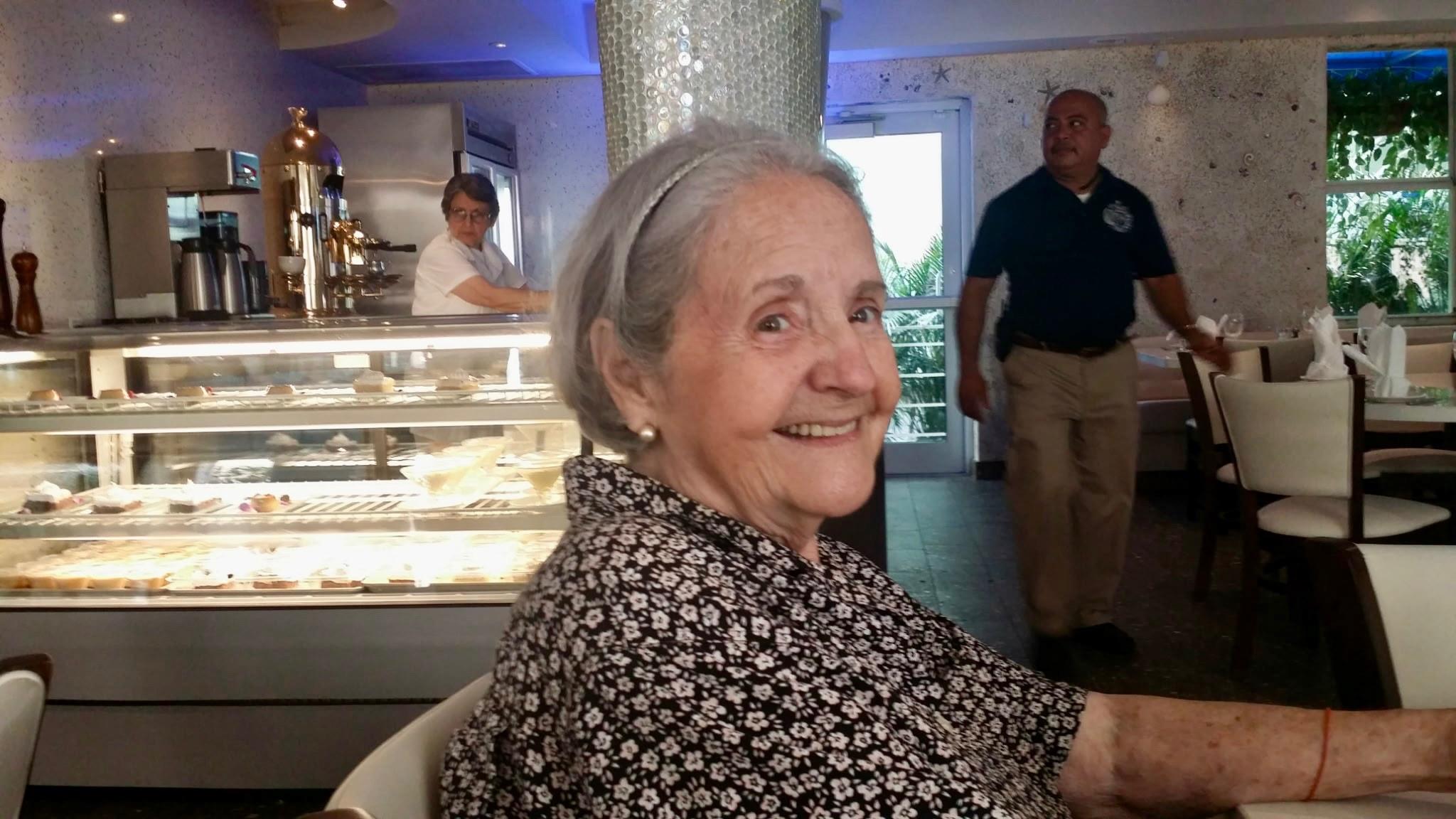 A woman smiling at camera