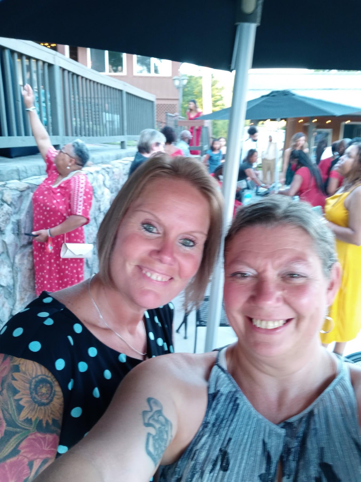 Two women taking a selfie