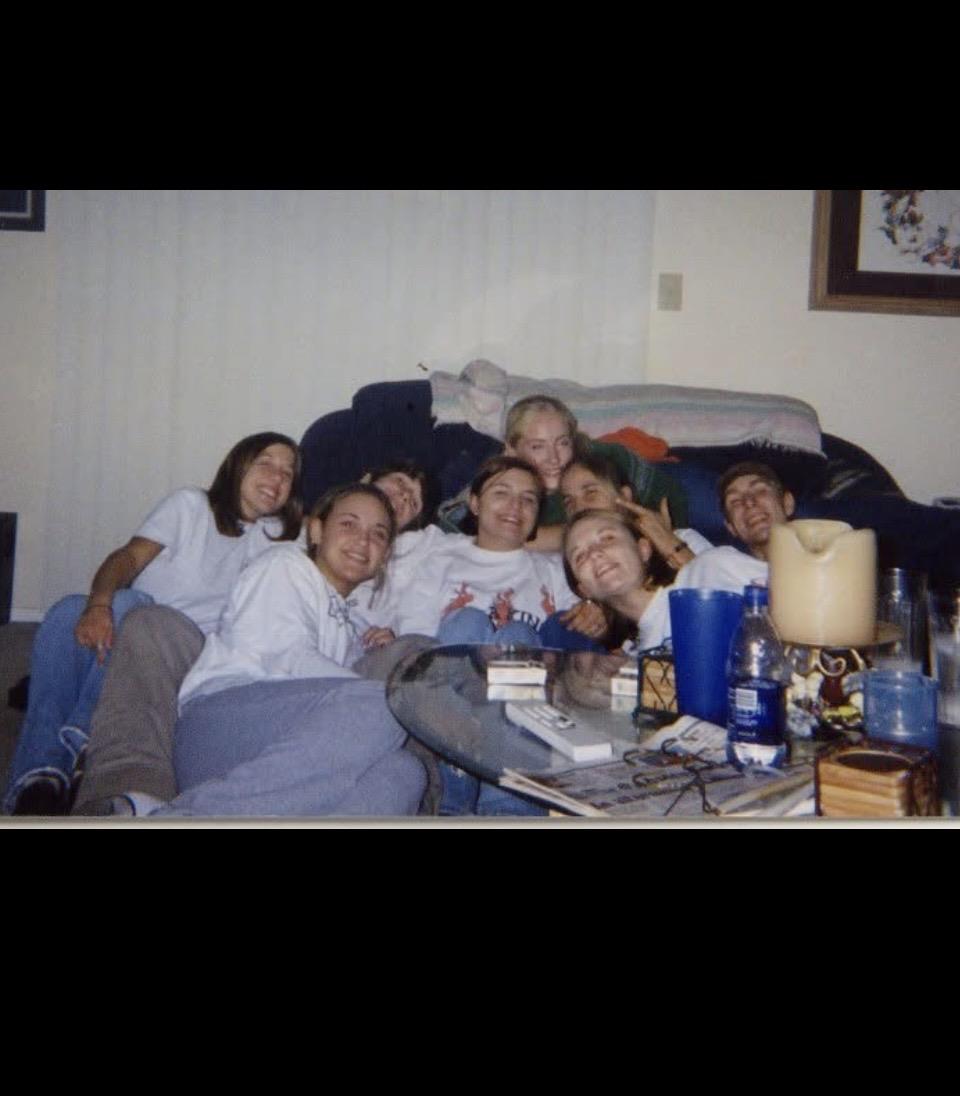 A group of people sitting on a couch