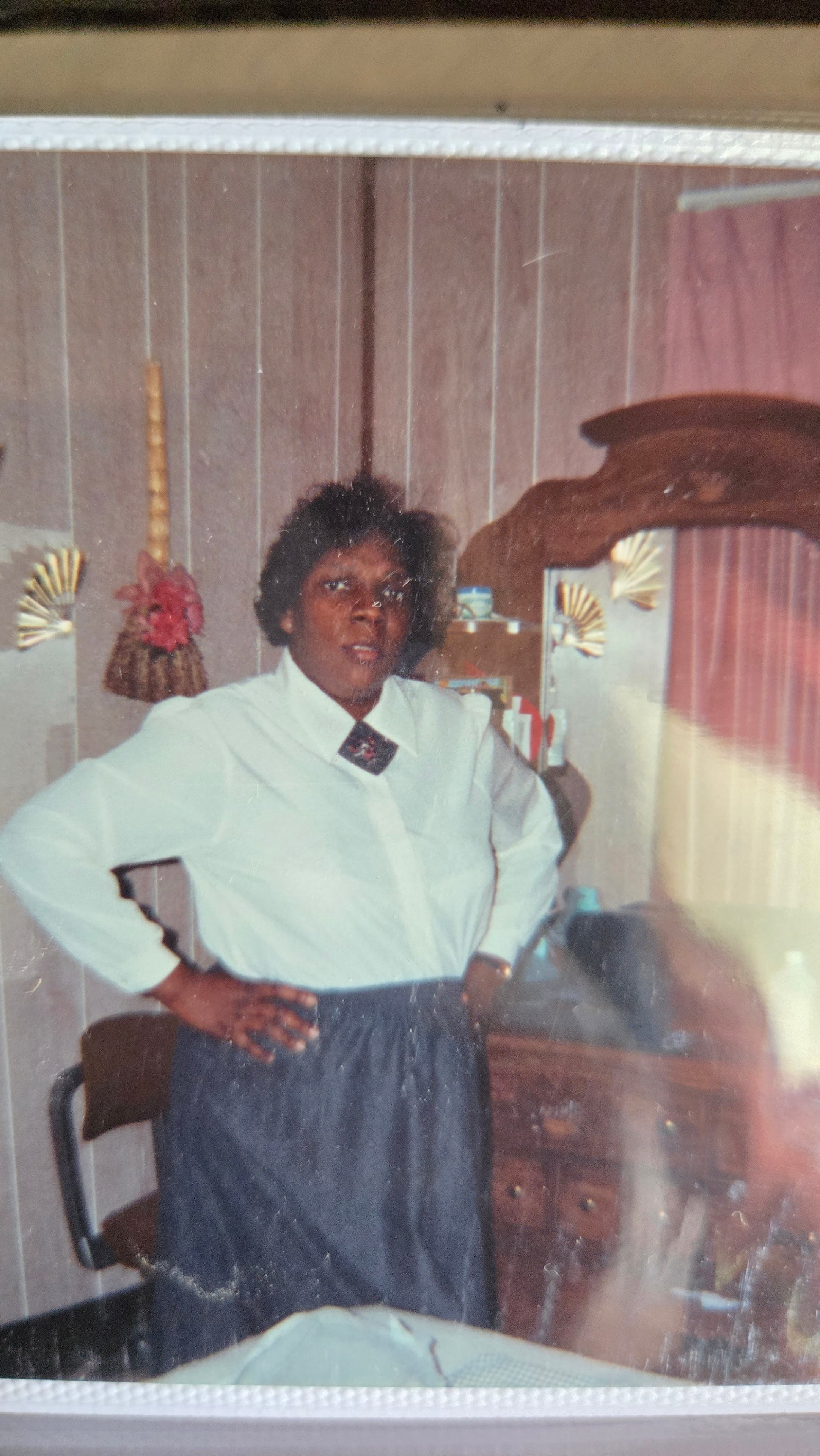 A woman in a white shirt