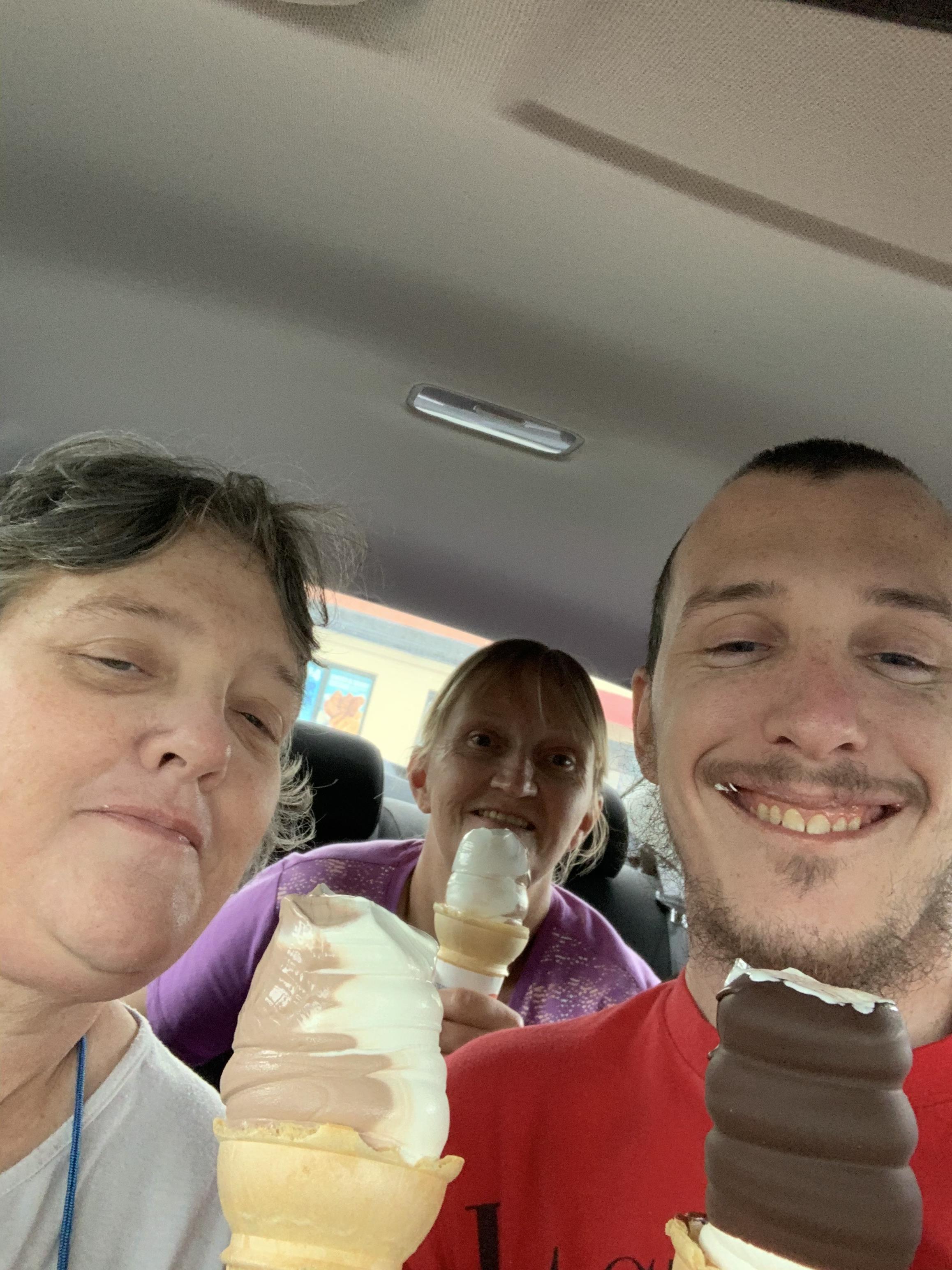 A group of people in a car