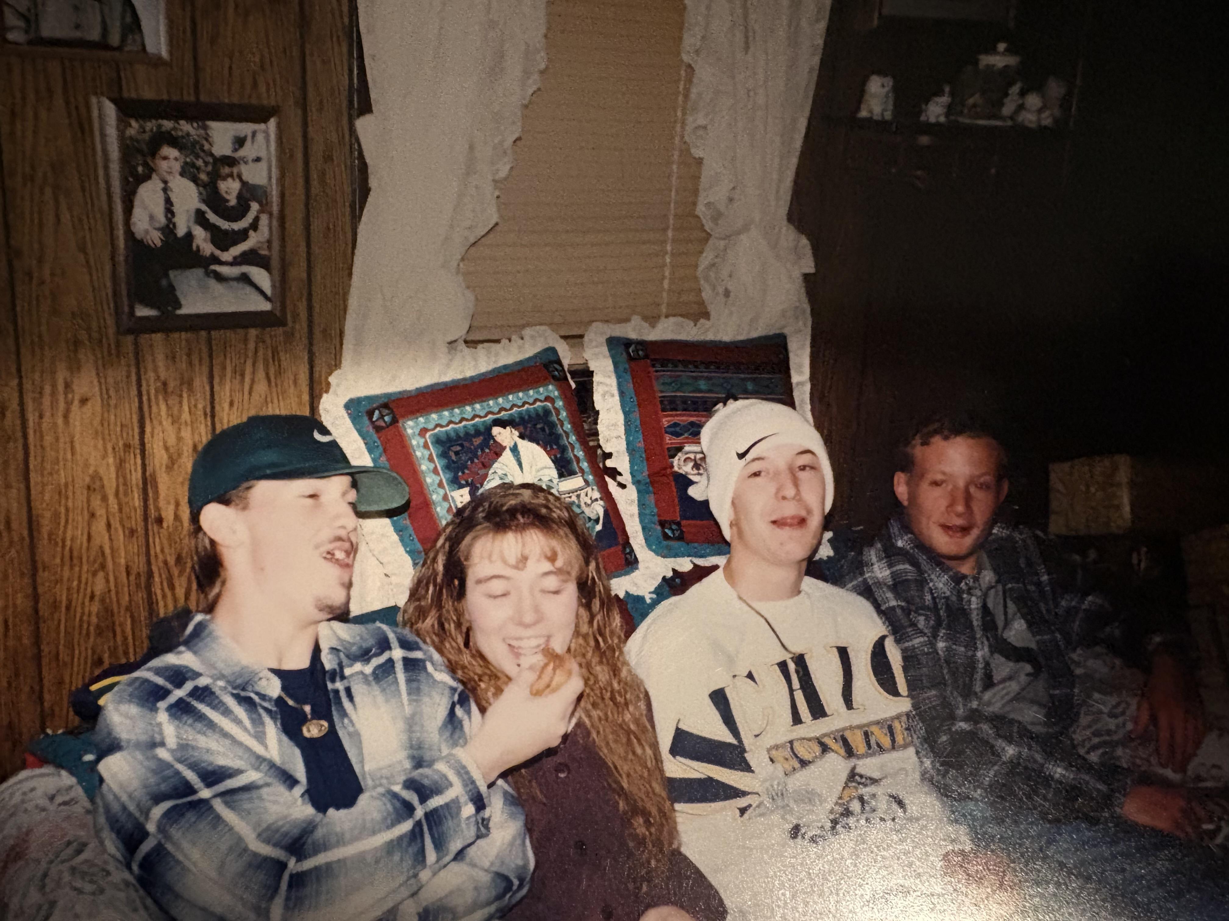 A group of people sitting on a couch