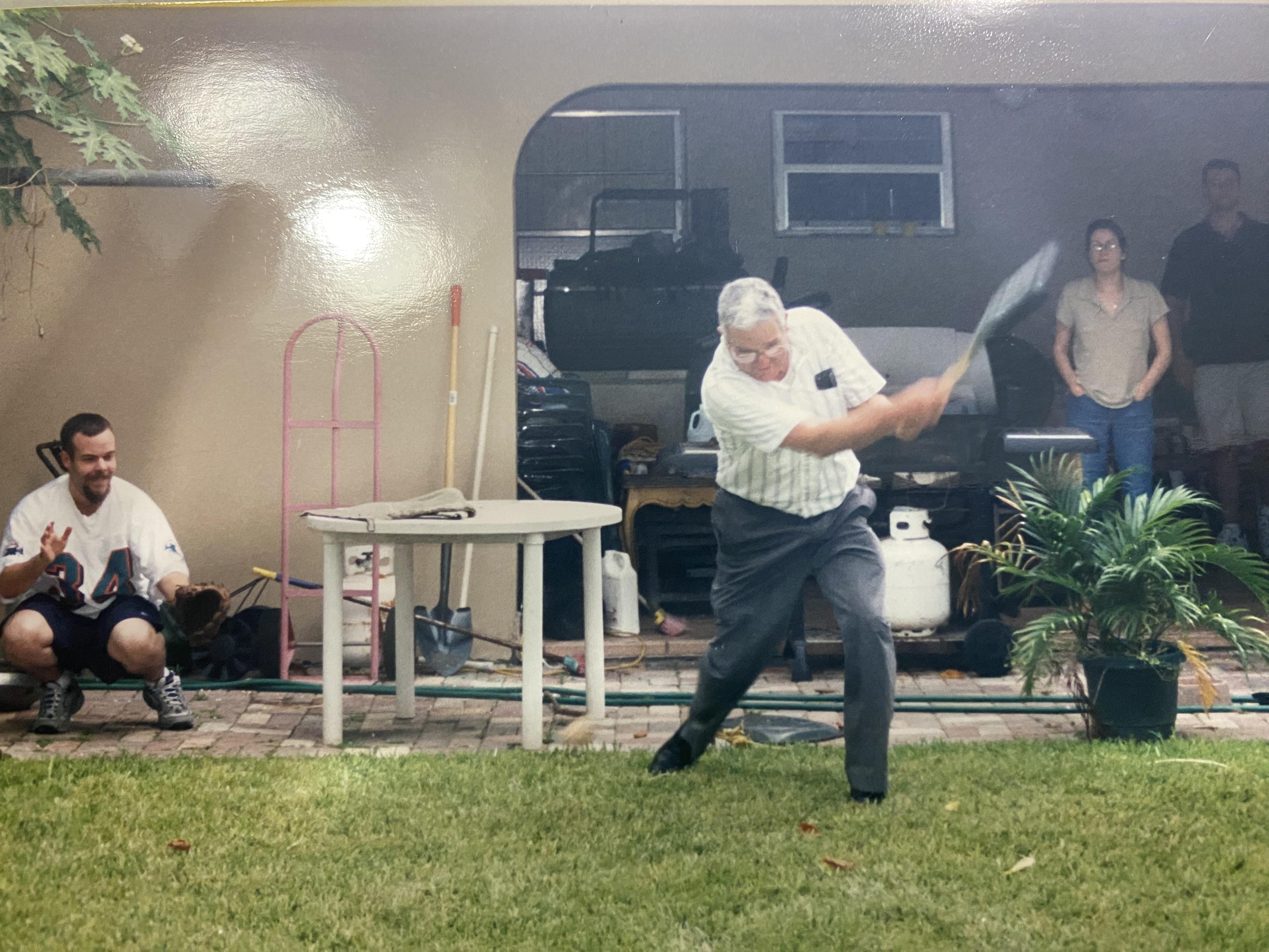 A man swinging a bat