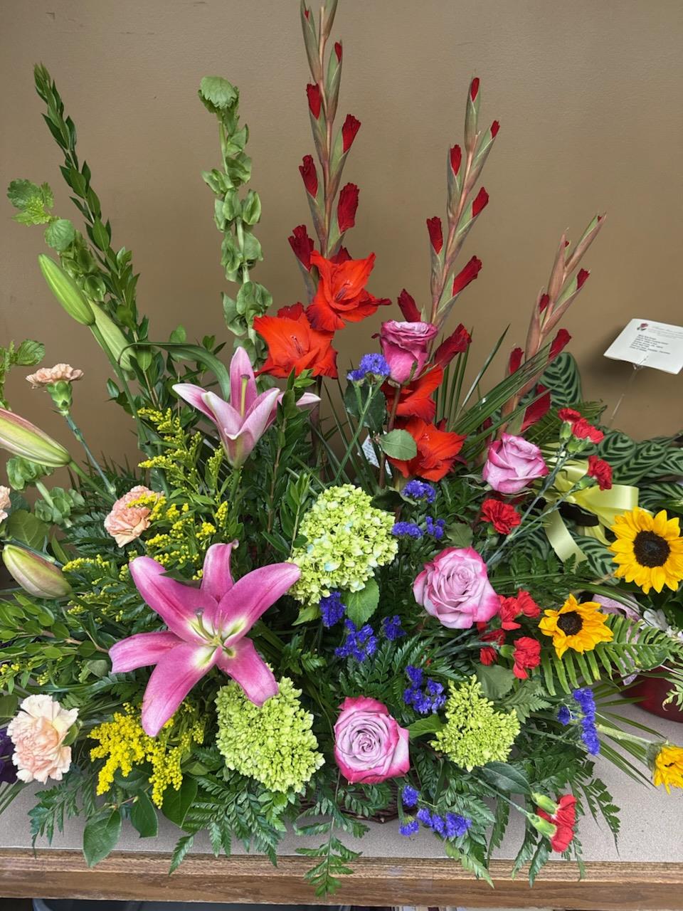 A bouquet of flowers in a store