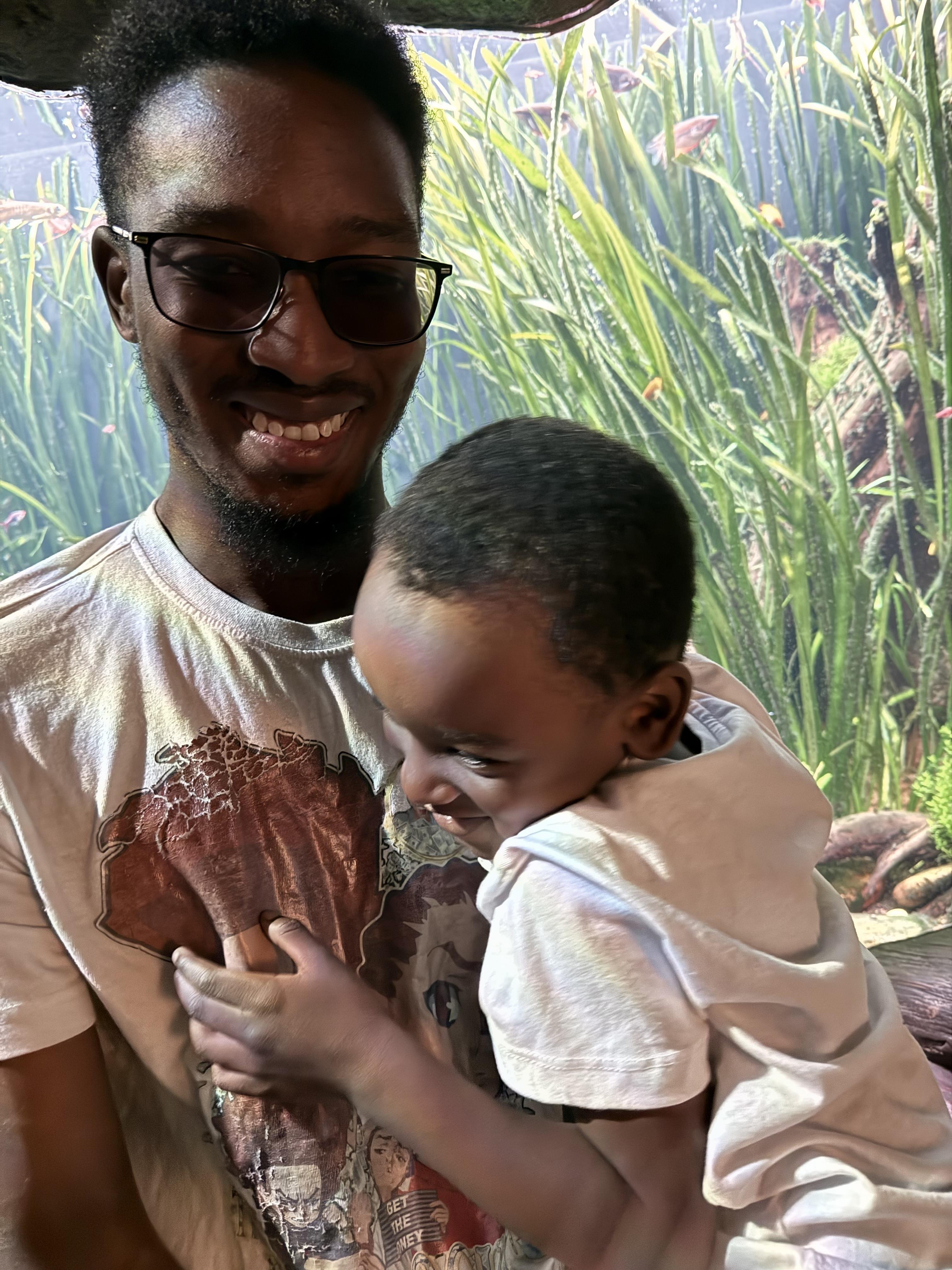 A man holding a baby