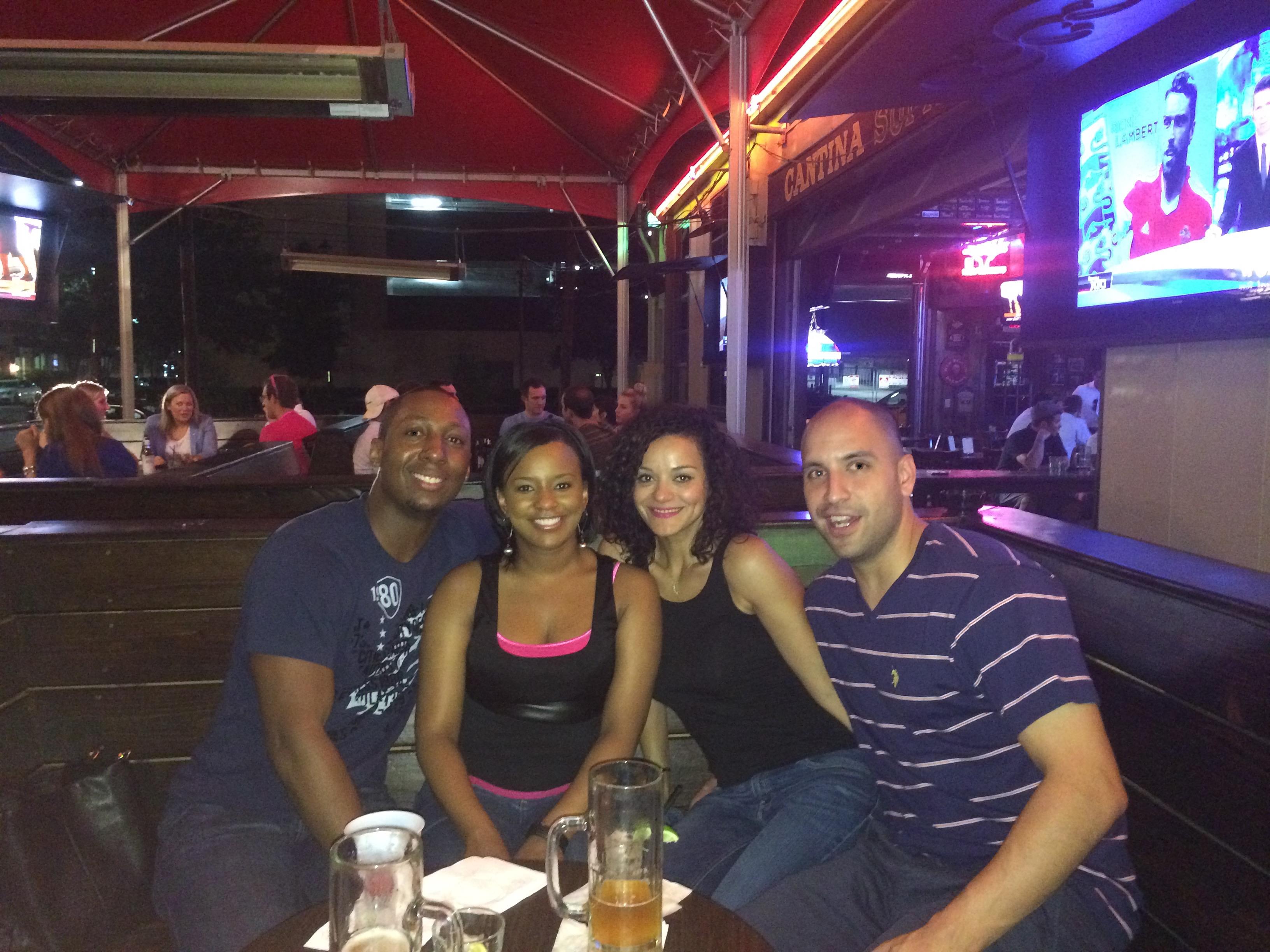 A group of people sitting at a table