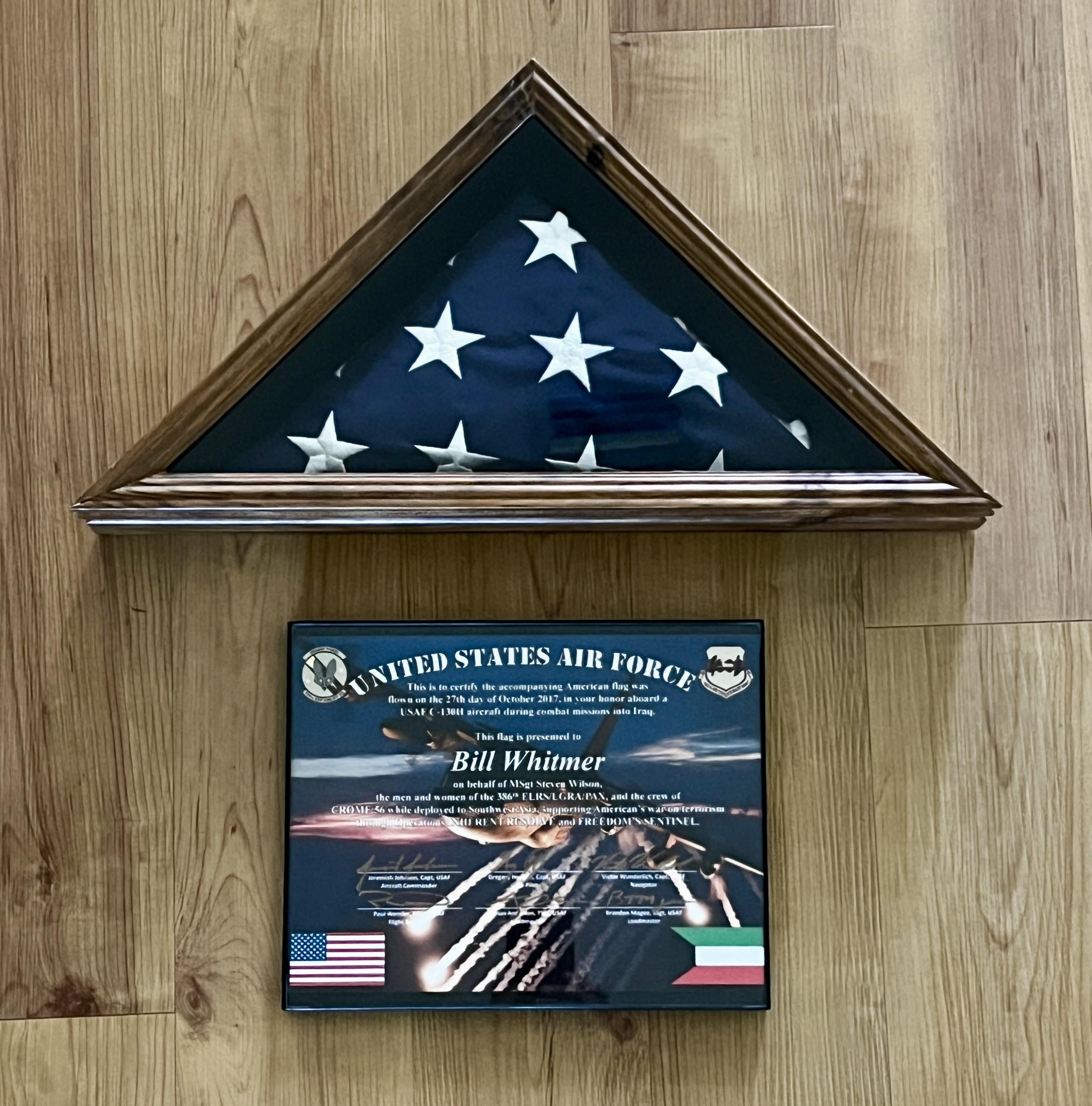 A flag in a triangular frame