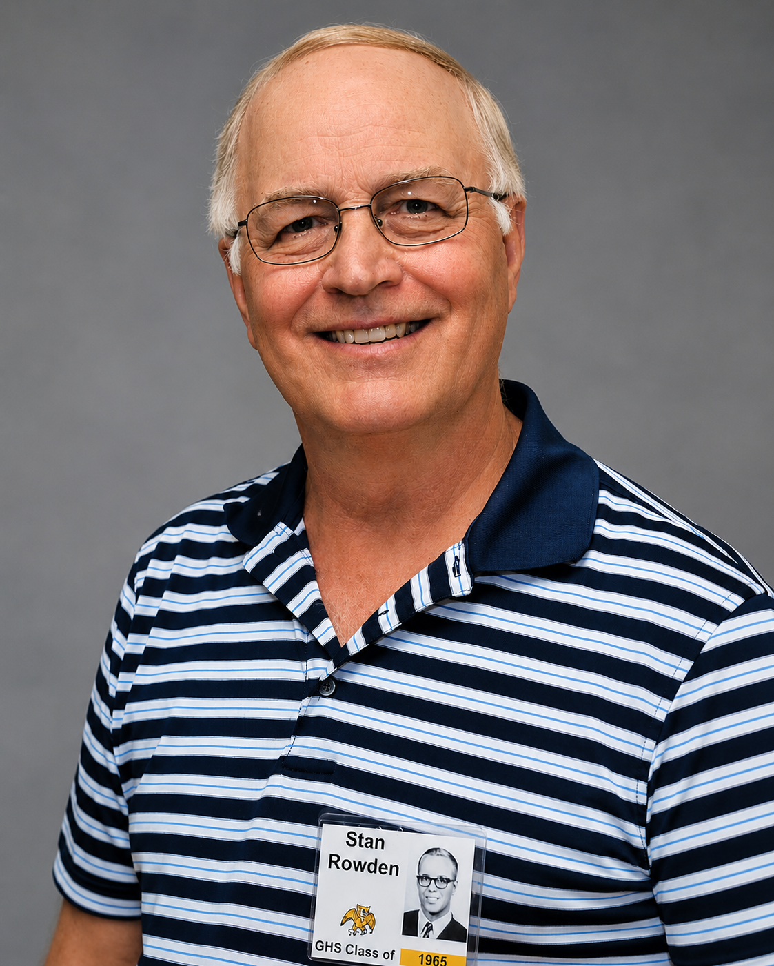 A man wearing a striped shirt