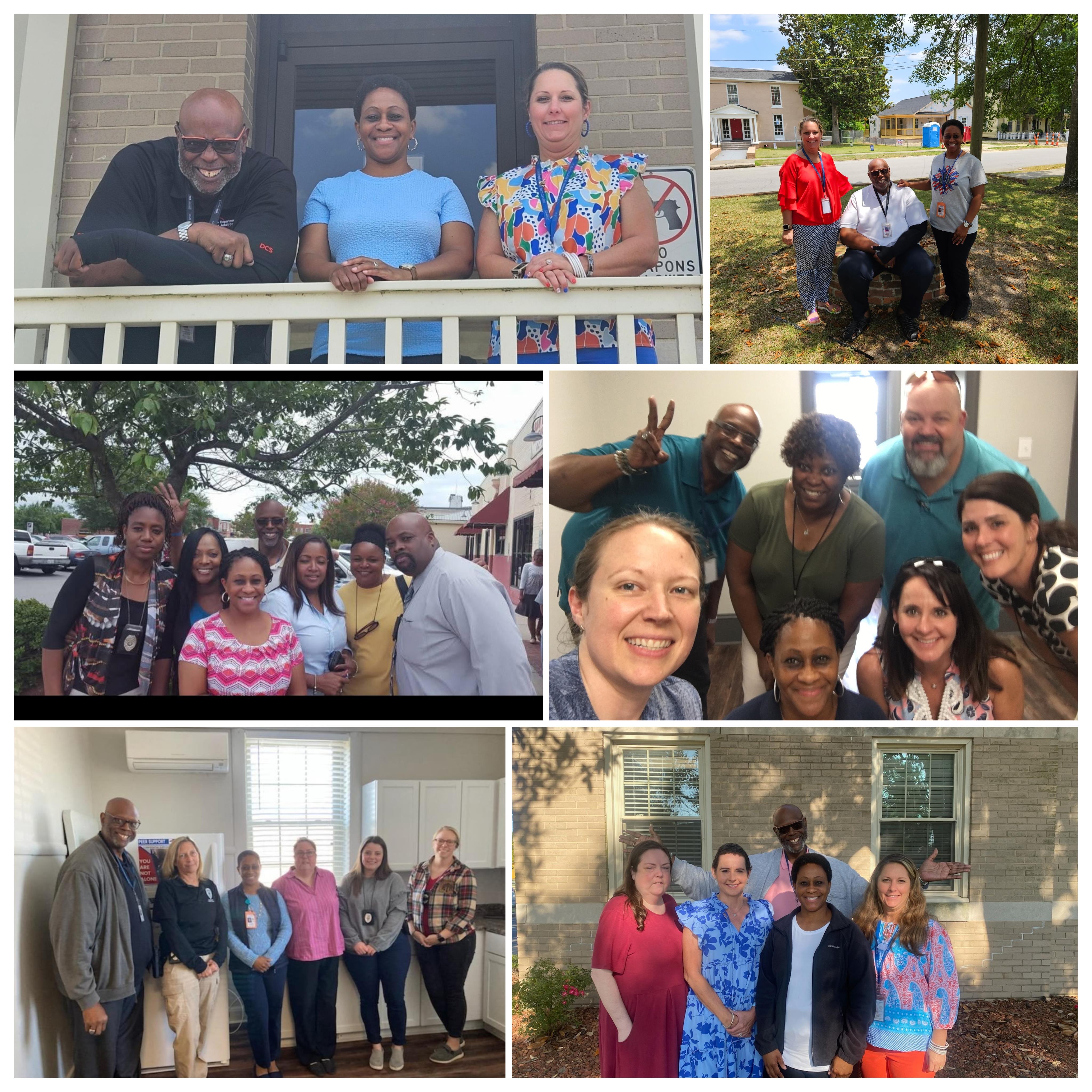 A collage of people posing for a photo