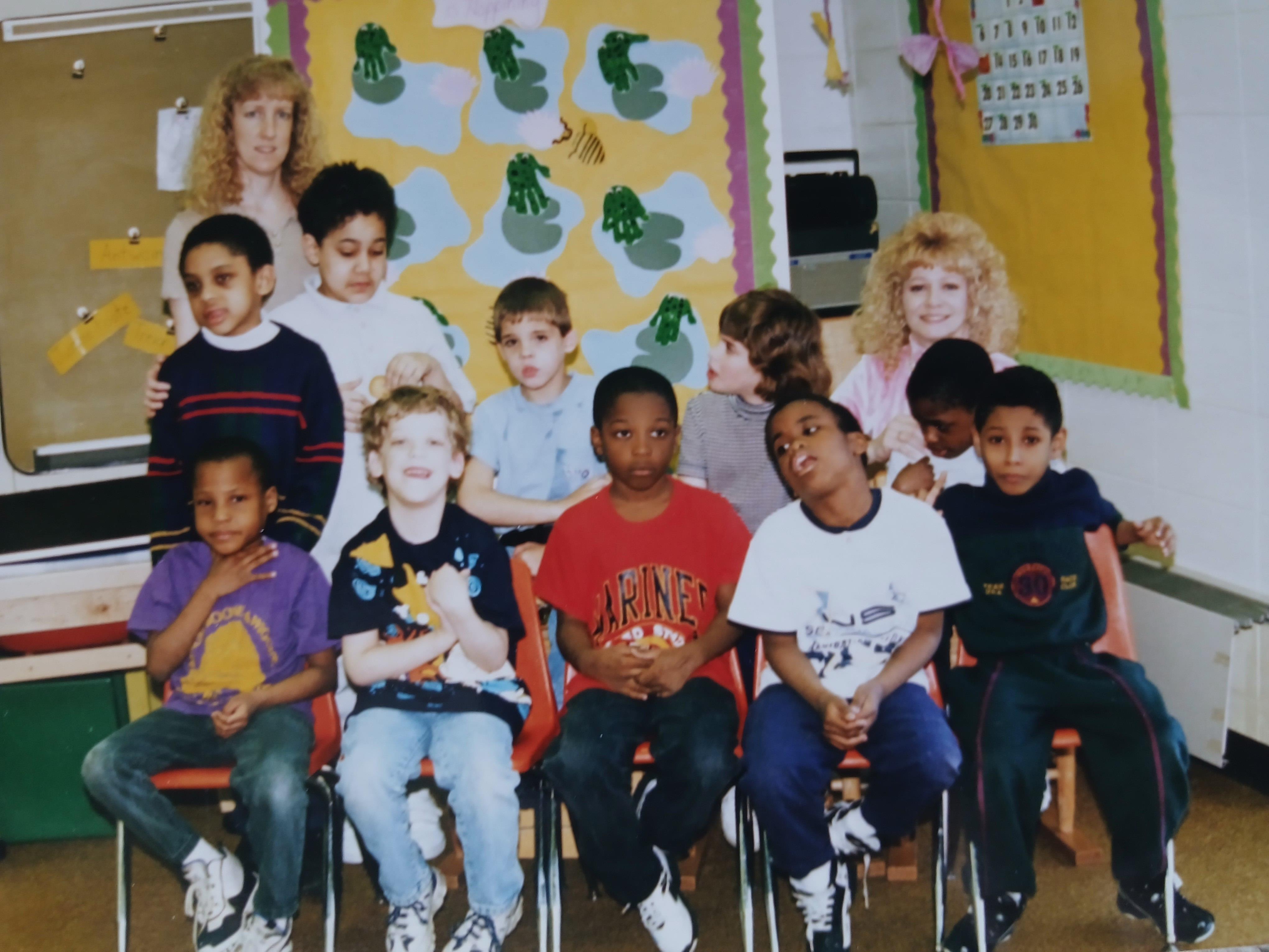 A group of children in a classroom
