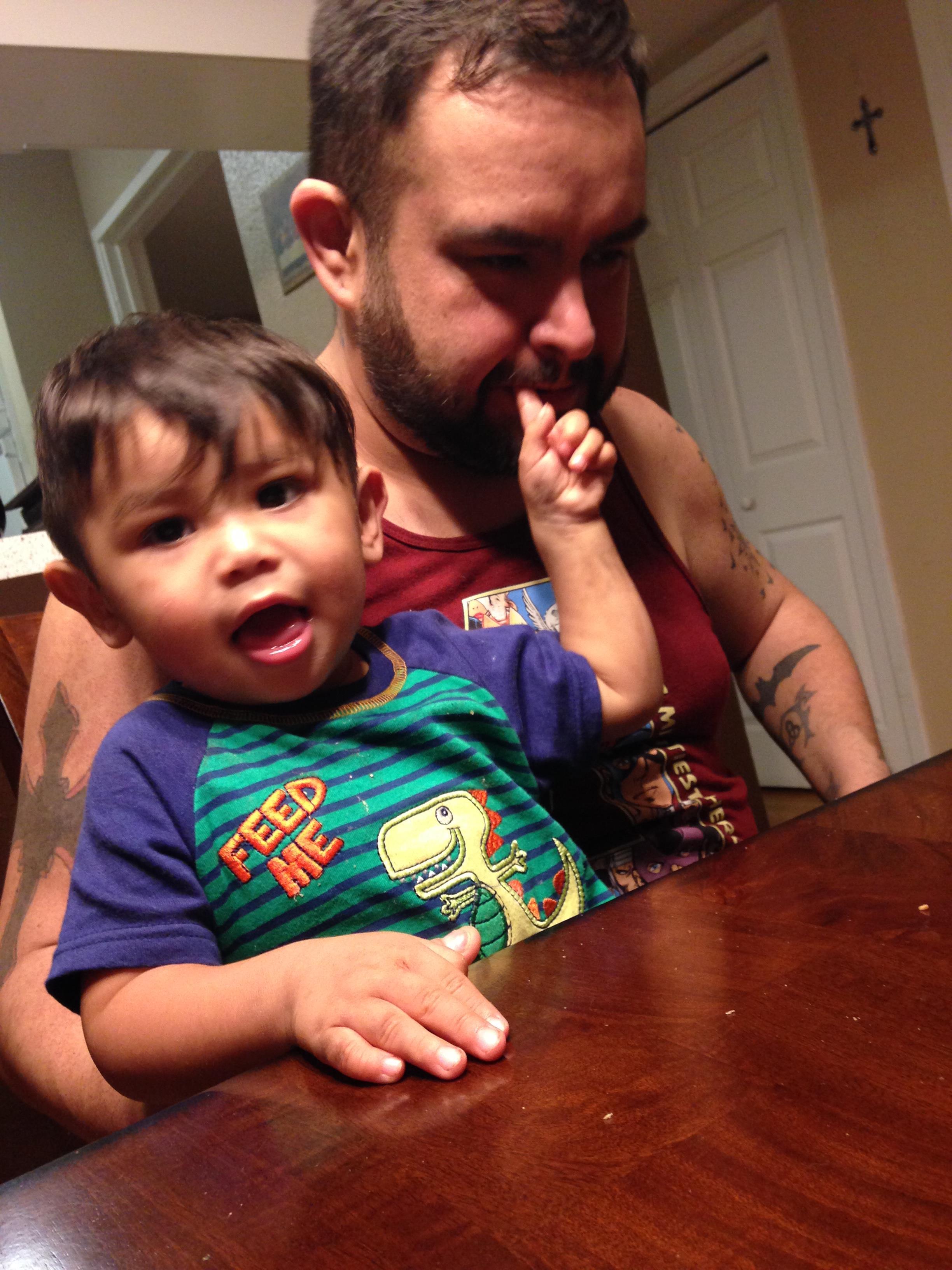 A man holding a baby