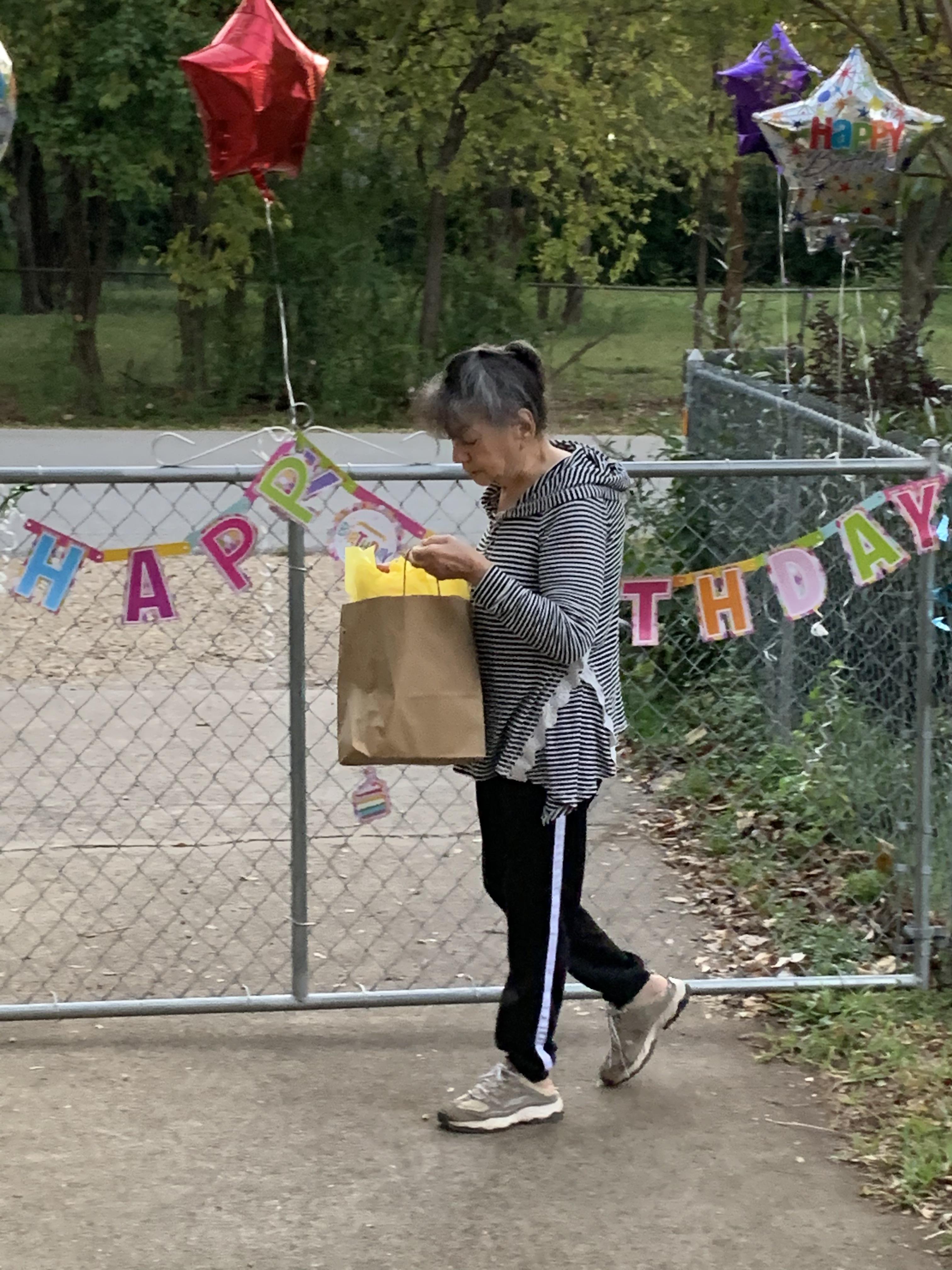 A woman holding a bag