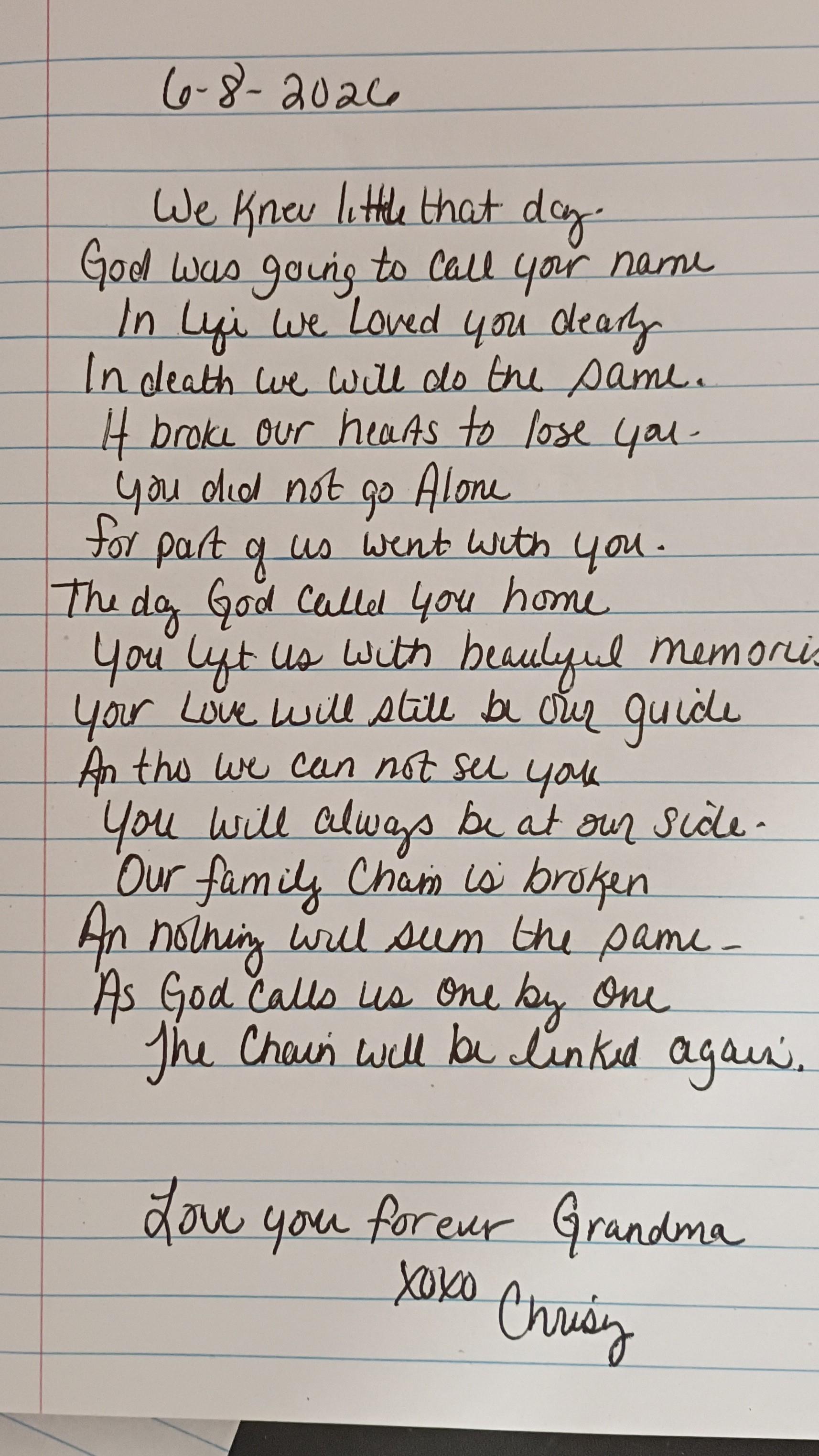 A handwritten note on a piece of paper
