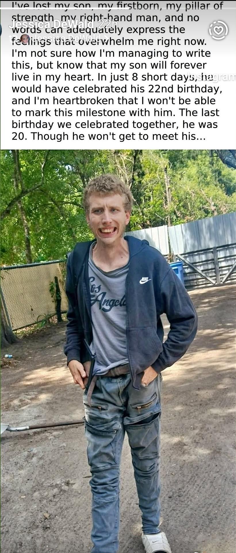 A man standing outside with his mouth open