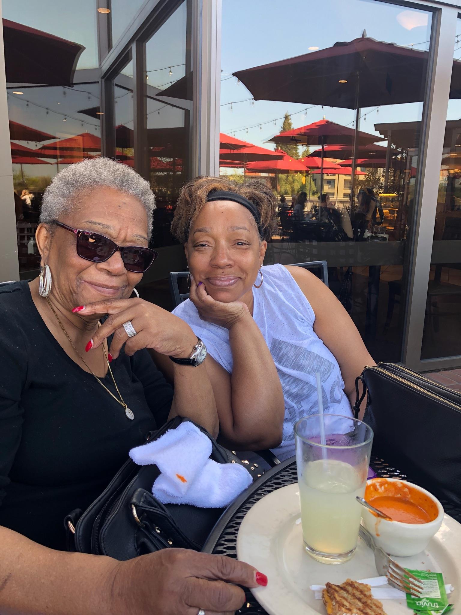 Two women sitting at a table