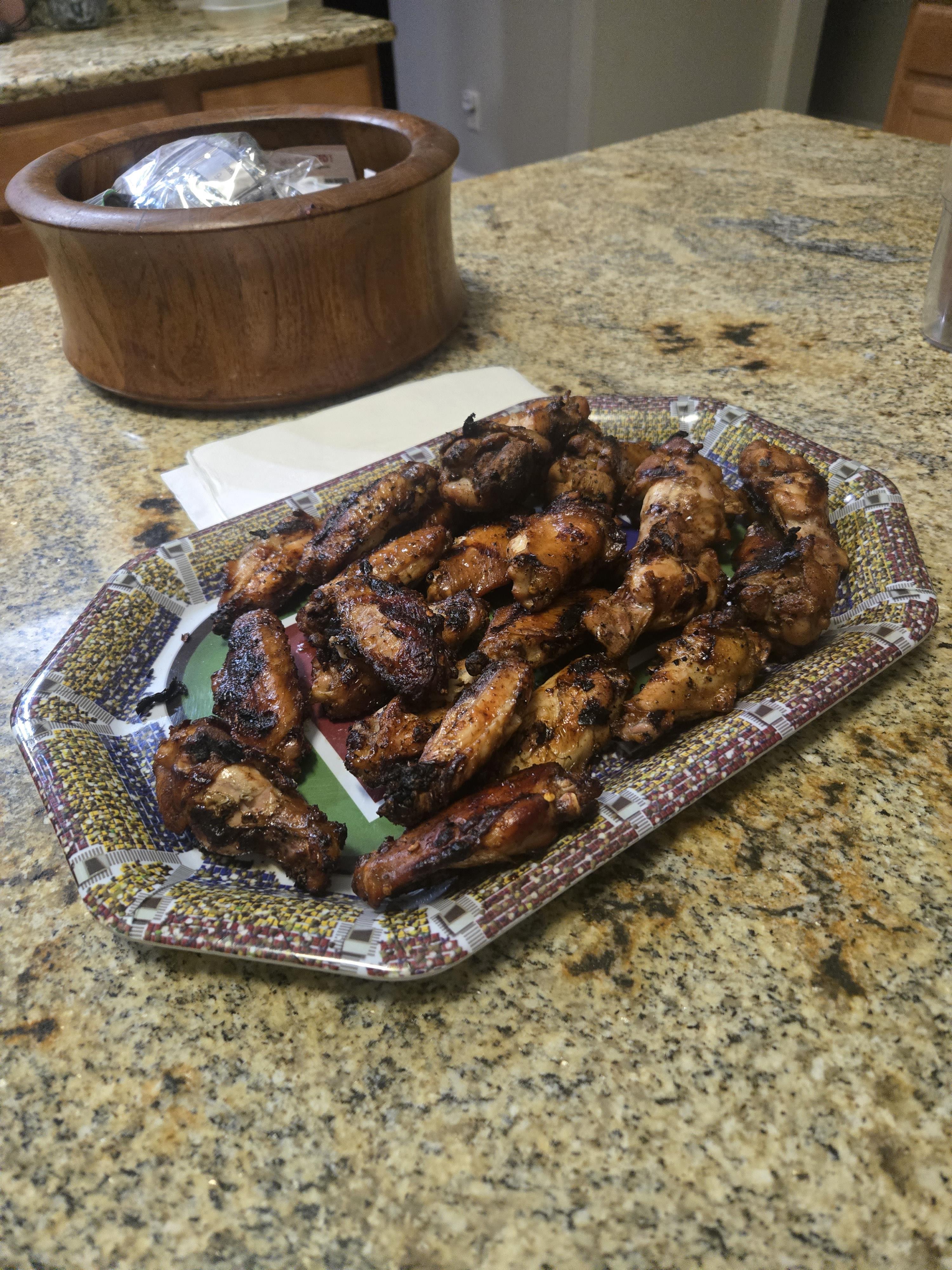 A plate of chicken wings