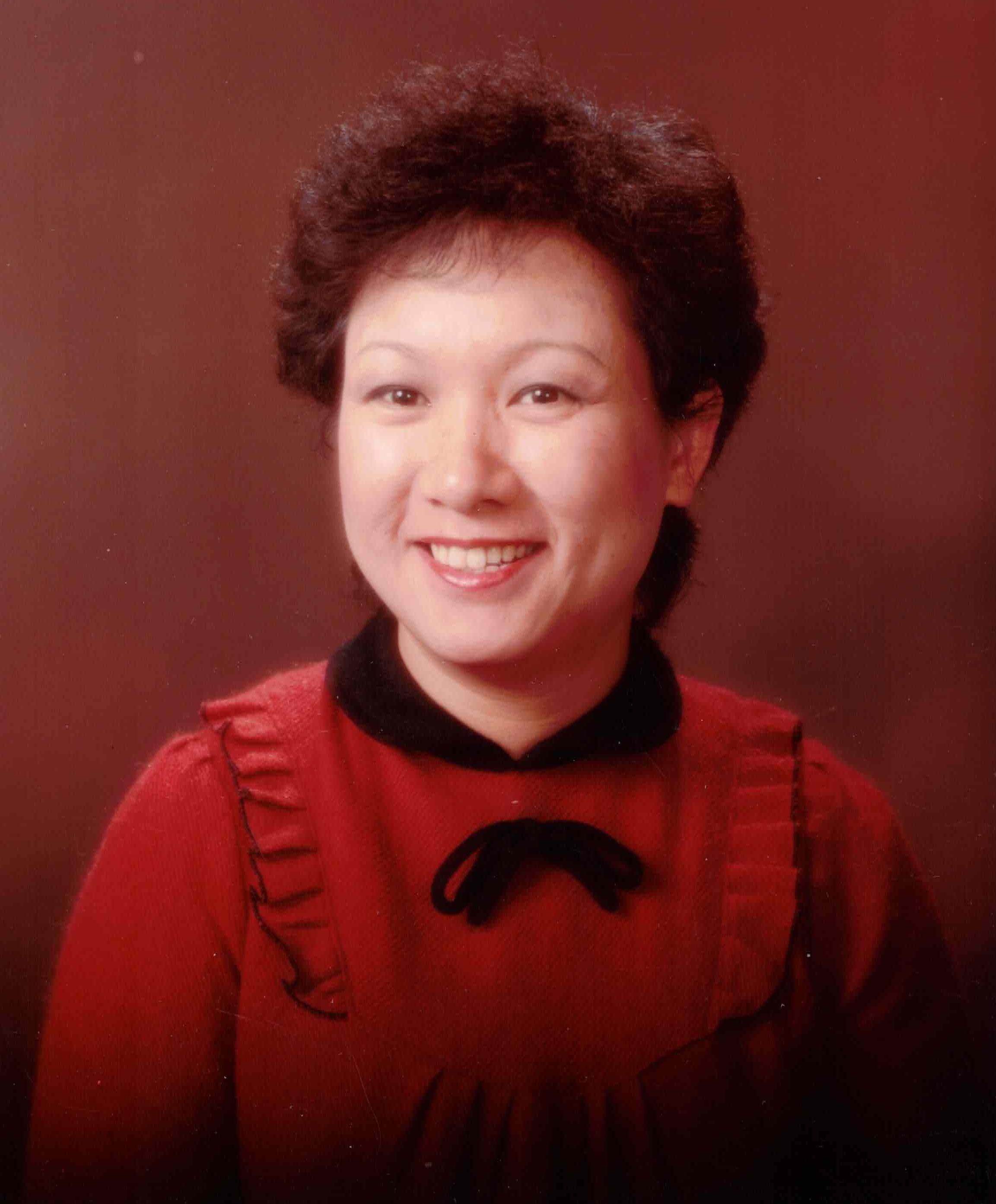 A woman in a red dress