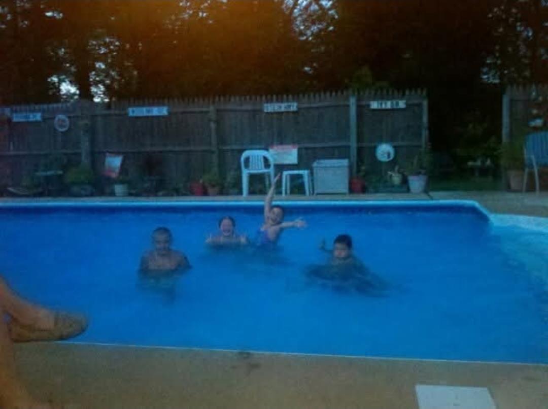 A group of people in a pool