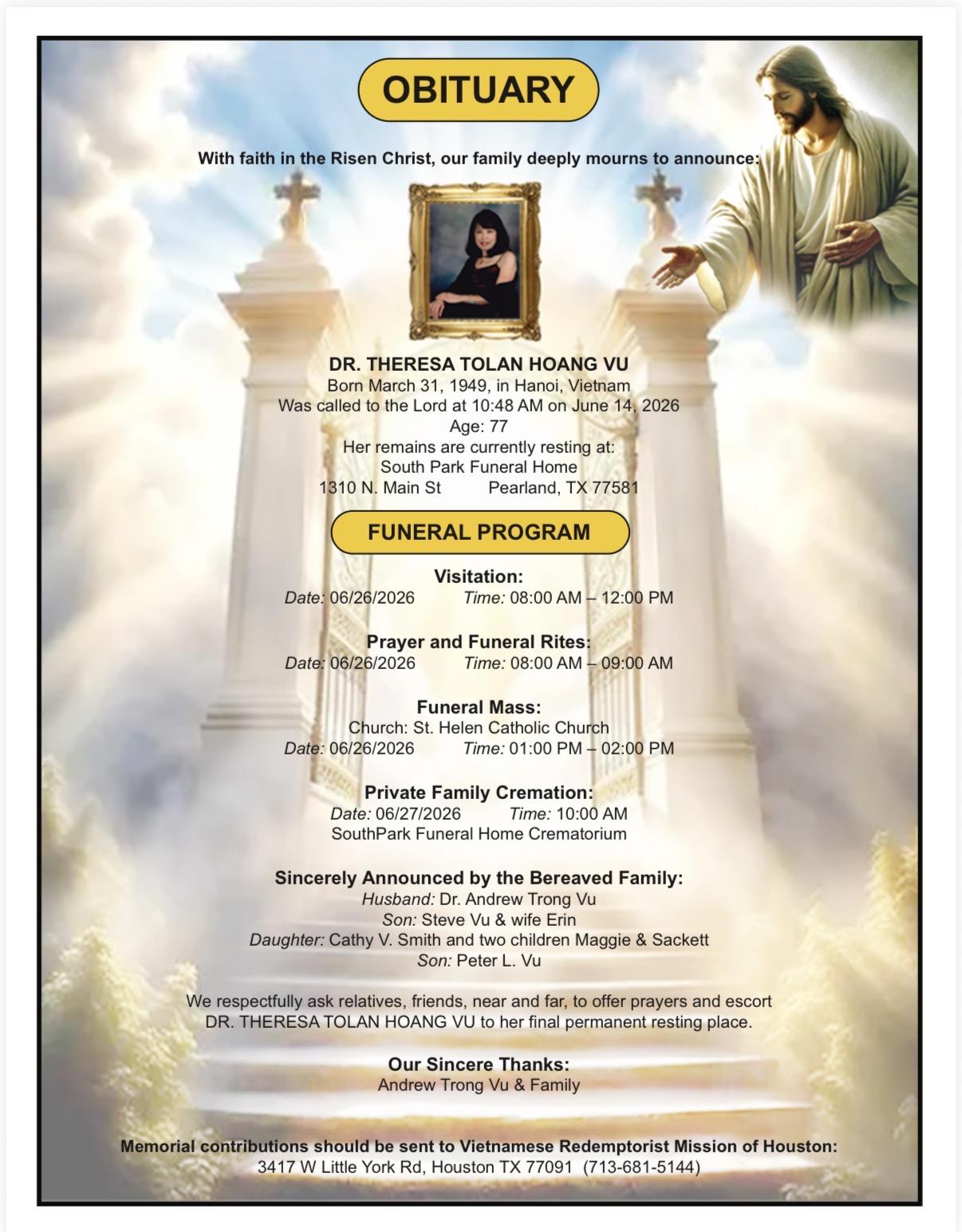 A funeral program with a picture of a man and woman