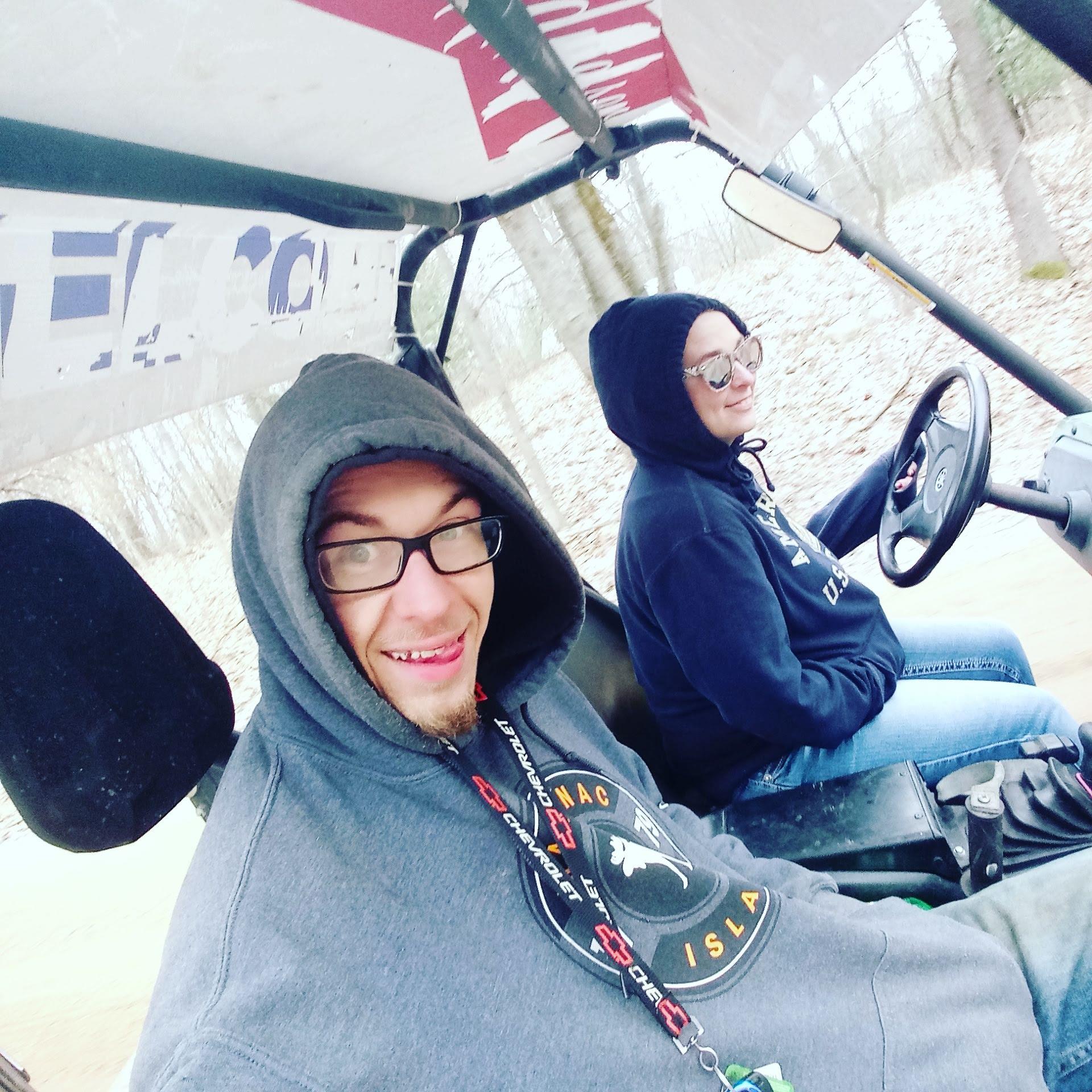 Two people in a vehicle