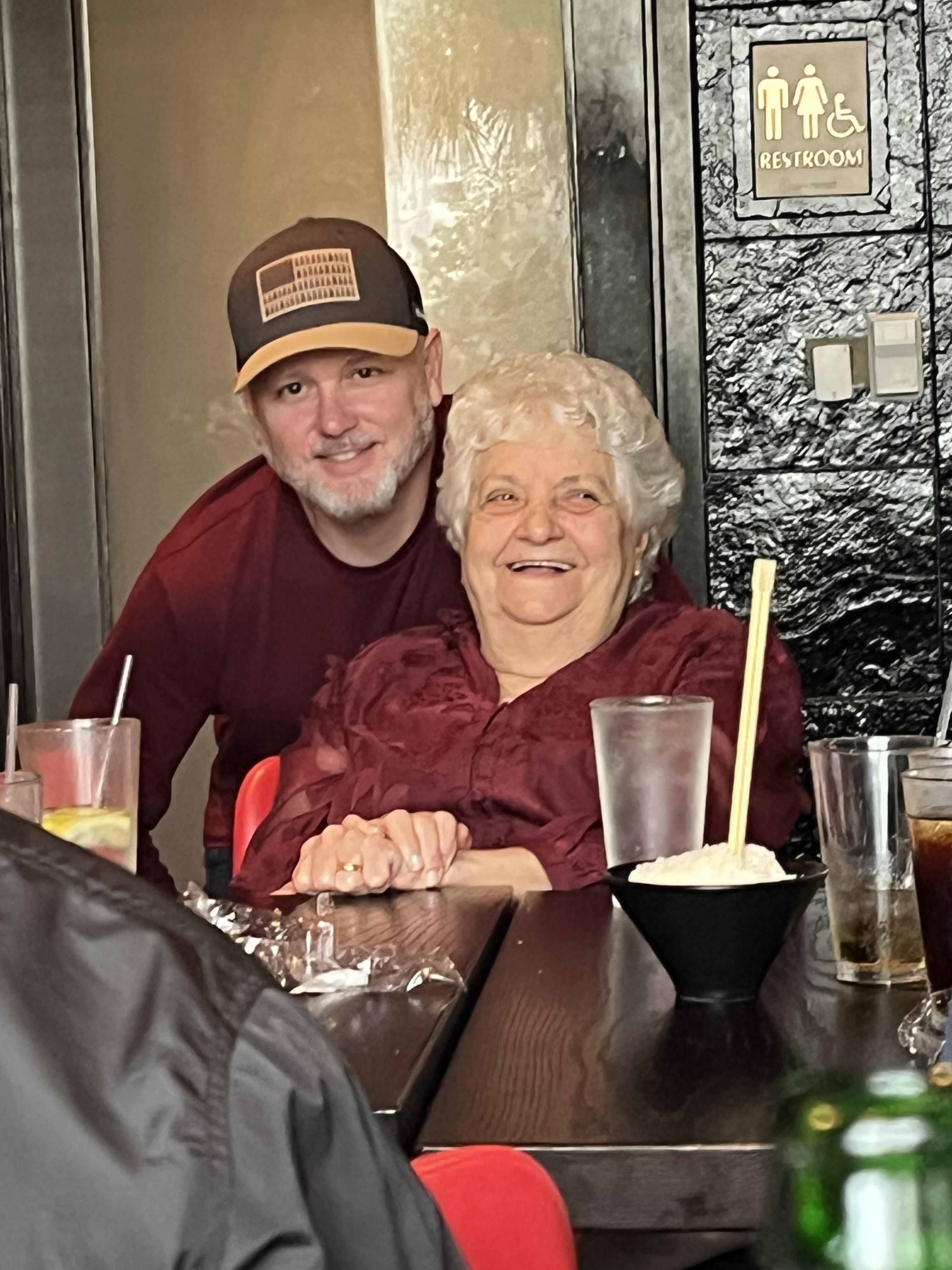 A man and woman sitting at a table