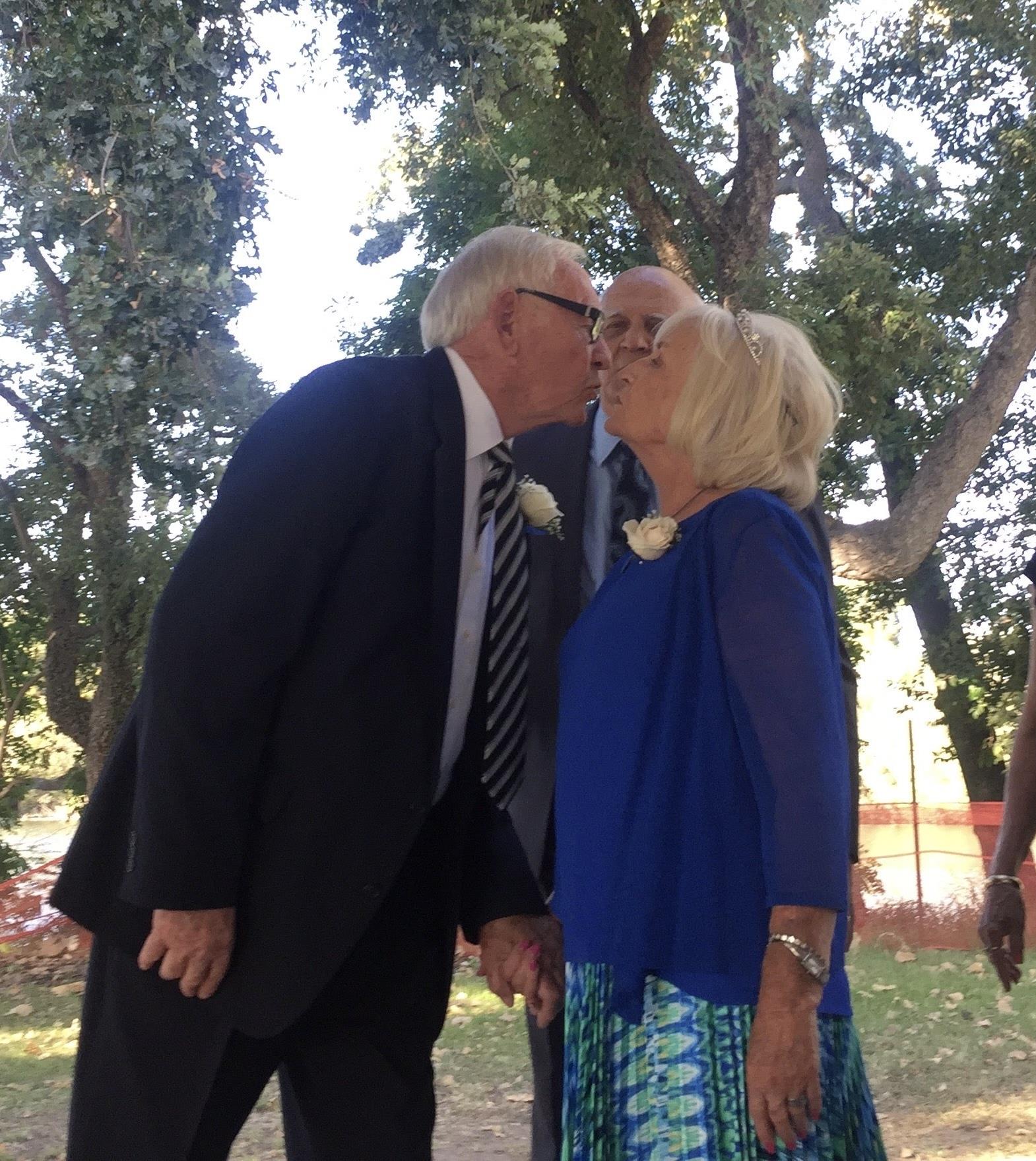 A man and woman kissing