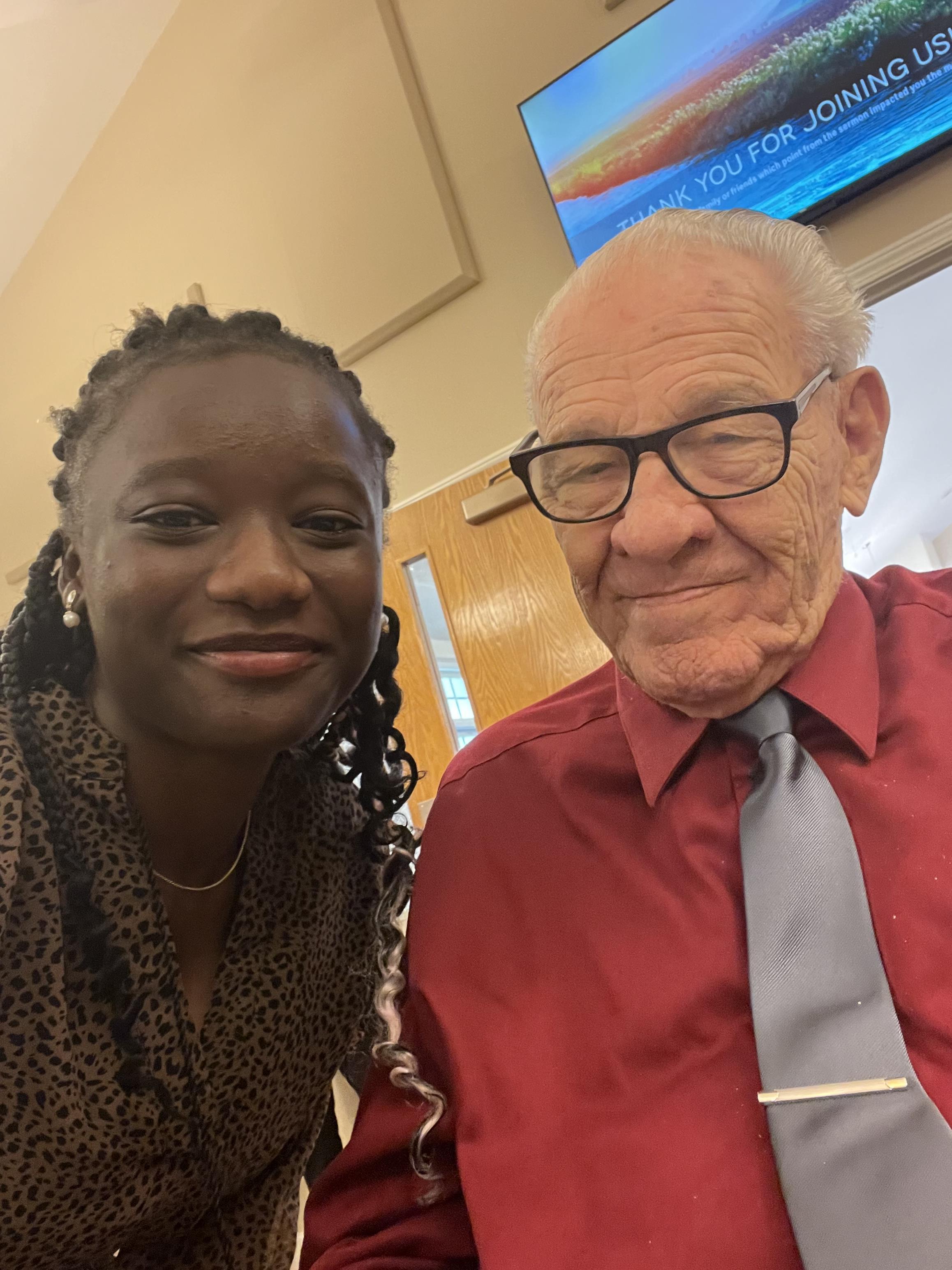 A woman and an old man