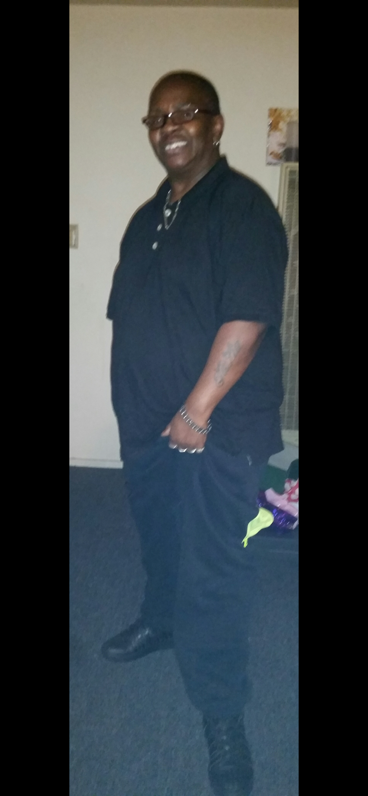 A man in a black shirt
