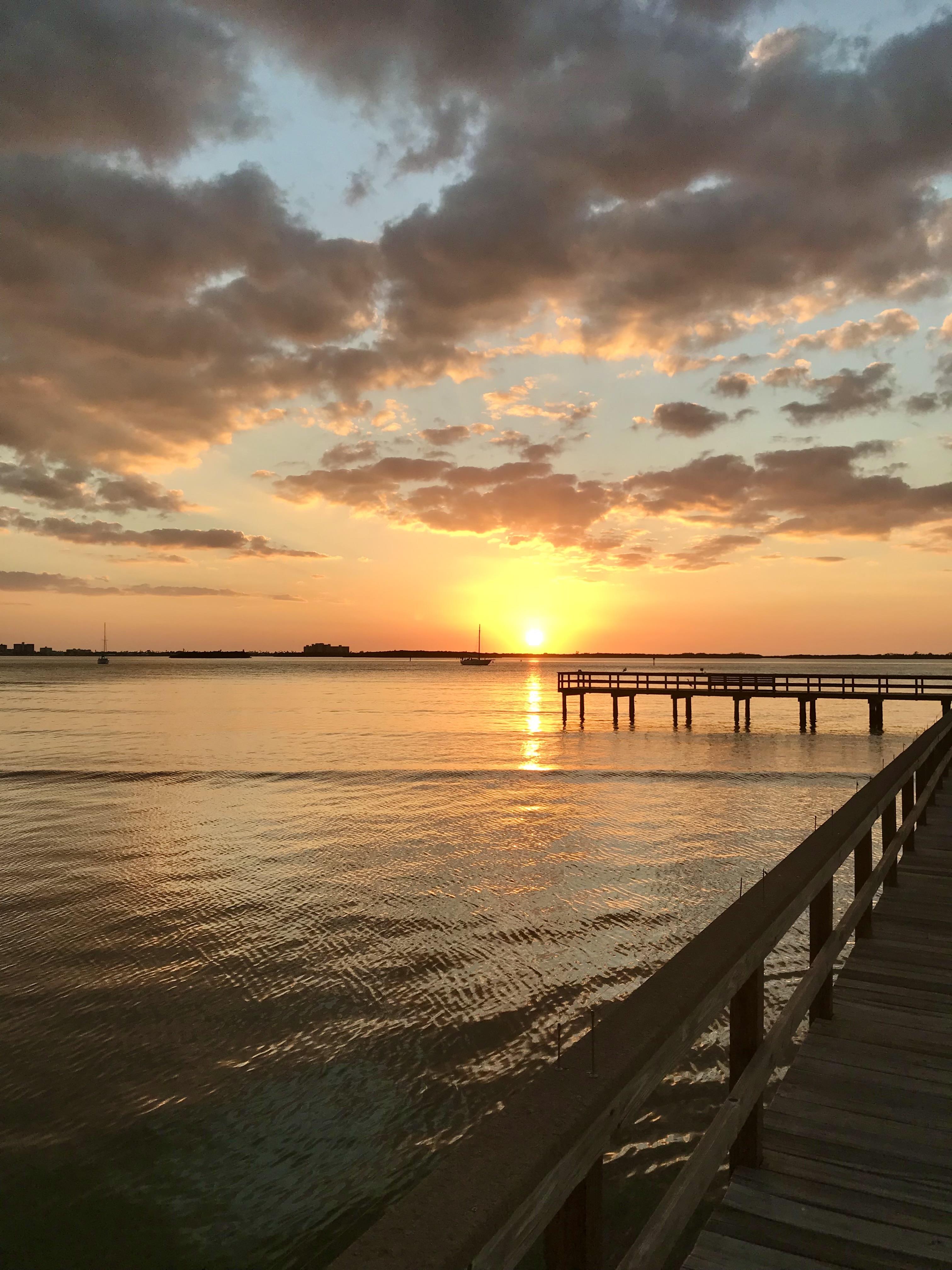A dock and a sunset