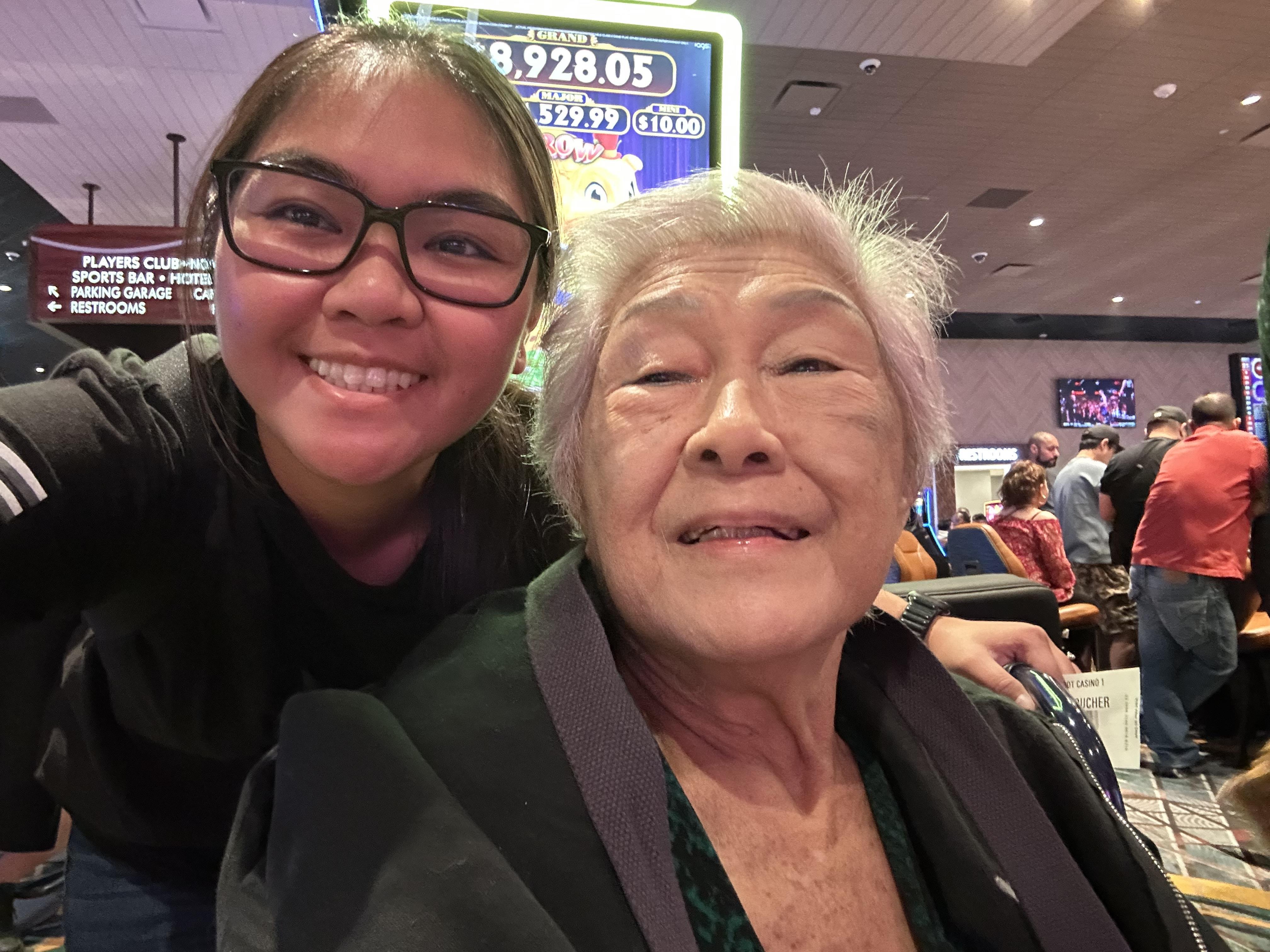 A woman and a woman smiling