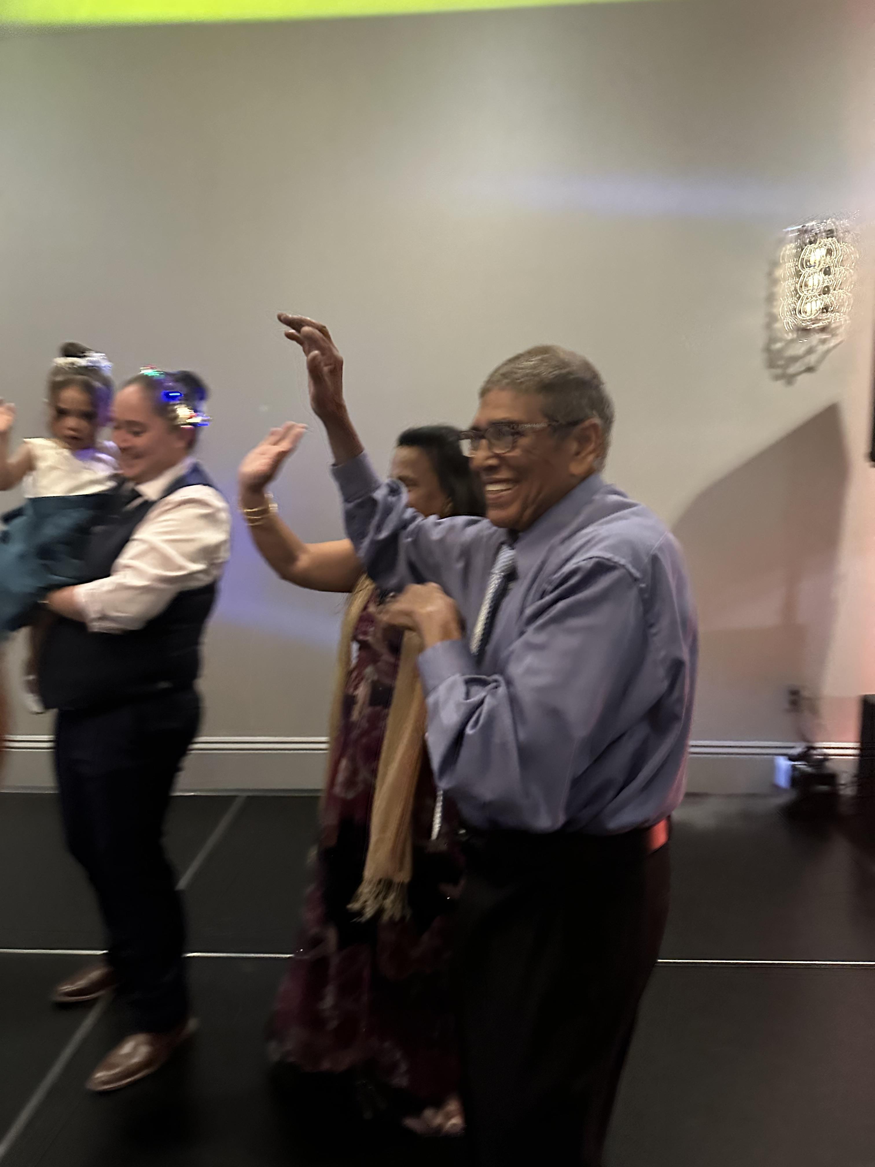 A group of people dancing