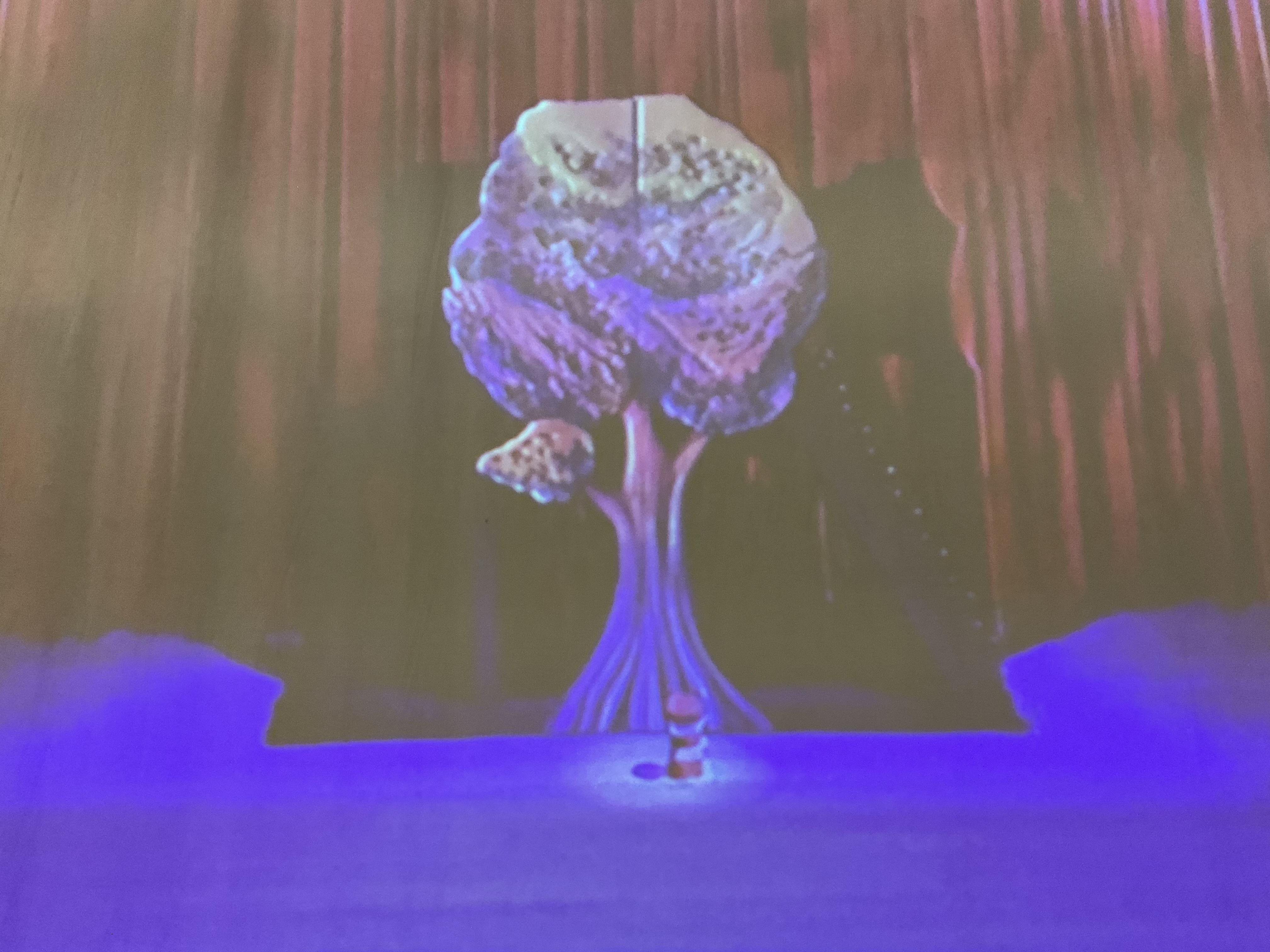A cartoon tree on a table